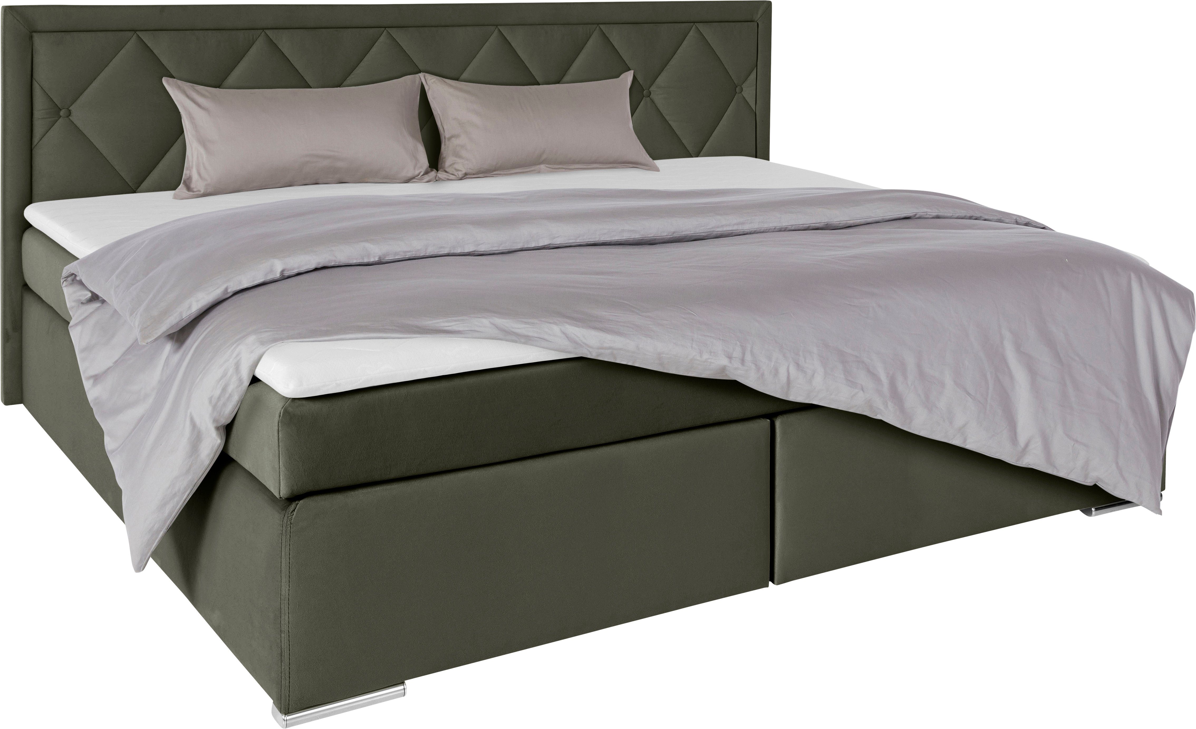 Leonique Boxspring Alfie, bestseller, optioneel met bedlade met capitonnage in het hoofdbord, h2, h3 en h4 ter keuze