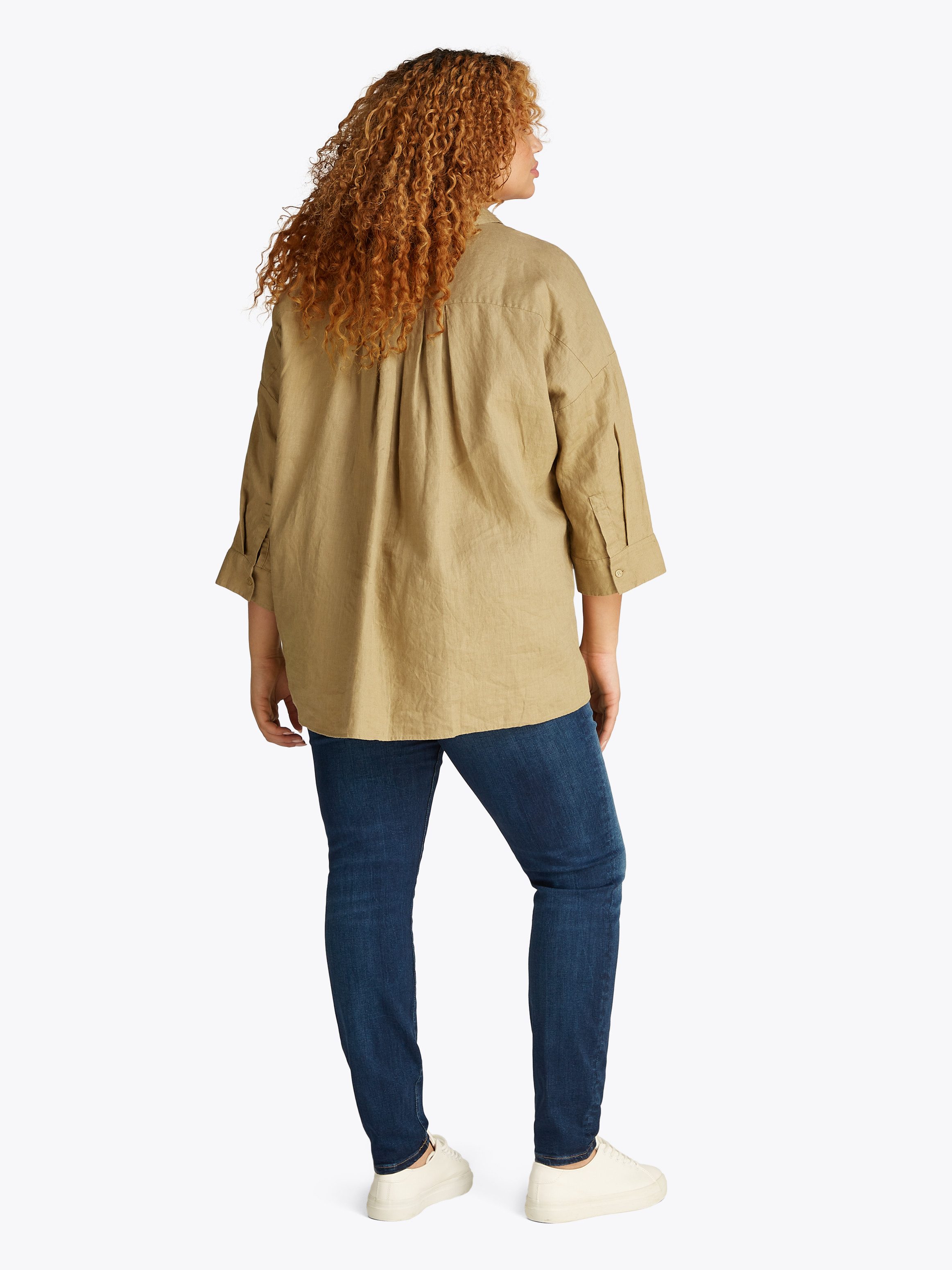 Tommy Hilfiger Curve Overhemdblouse CRV ESS LINEN EASY SHIRT in grote maten, linnenkwaliteit