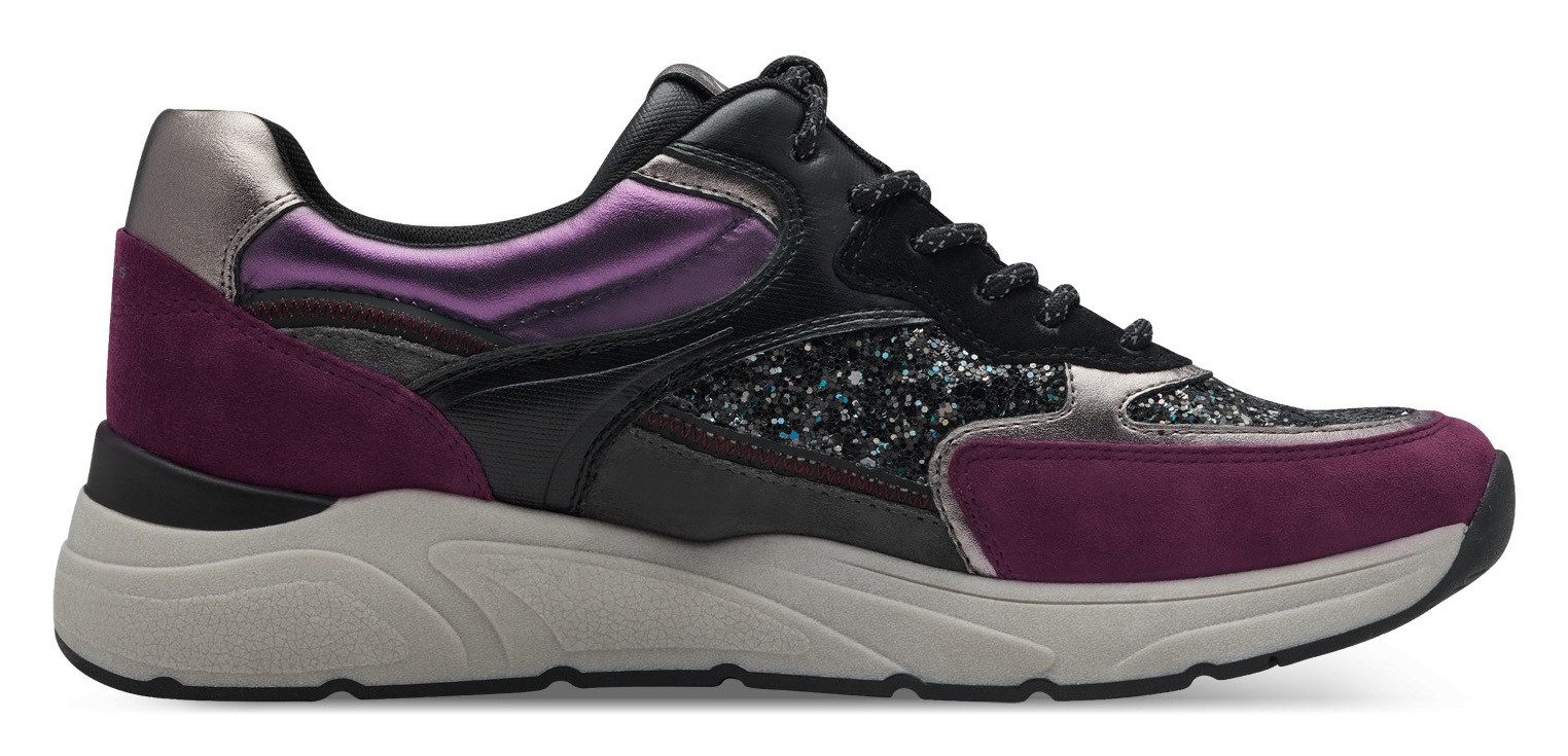 Tamaris Sneakers met sleehak veterschoenen, lage schoen, vrijetijdsschoen, kleurrijke contrastafwerkingen