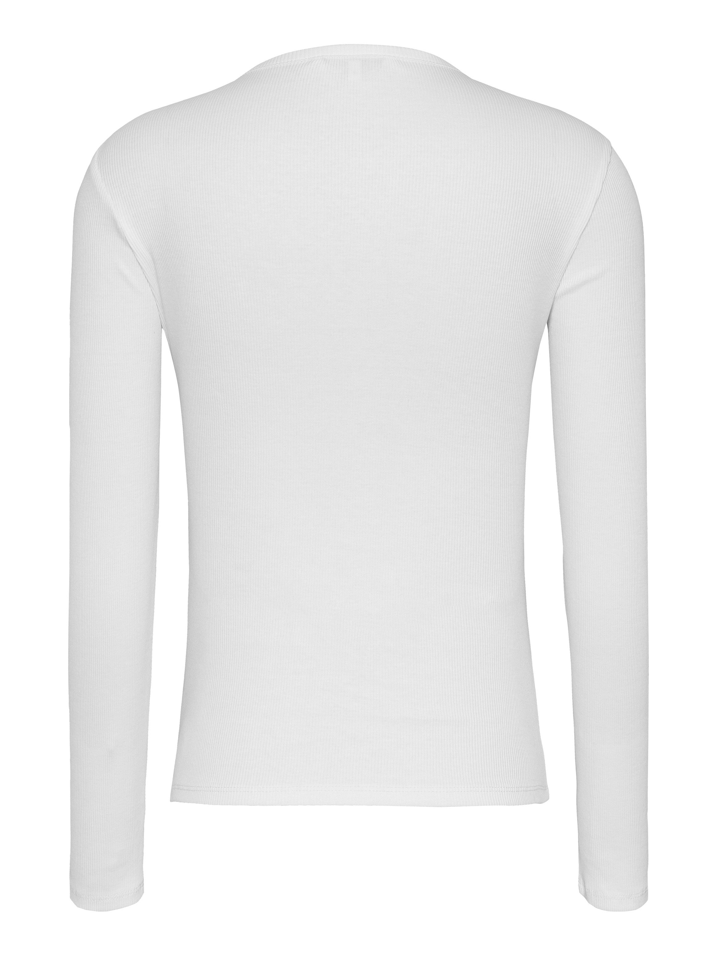 Tommy Jeans Curve Shirt met lange mouwen TJW SLIM BUTTON RIB in grote maten ribbellook met logo-borduurwerk