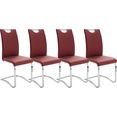 mca furniture vrijdragende stoel keulen overtrokken met kunstleer met handgreep, comfortzithoogte, stoel belastbaar tot 120 kg (set, 4 stuks) rood