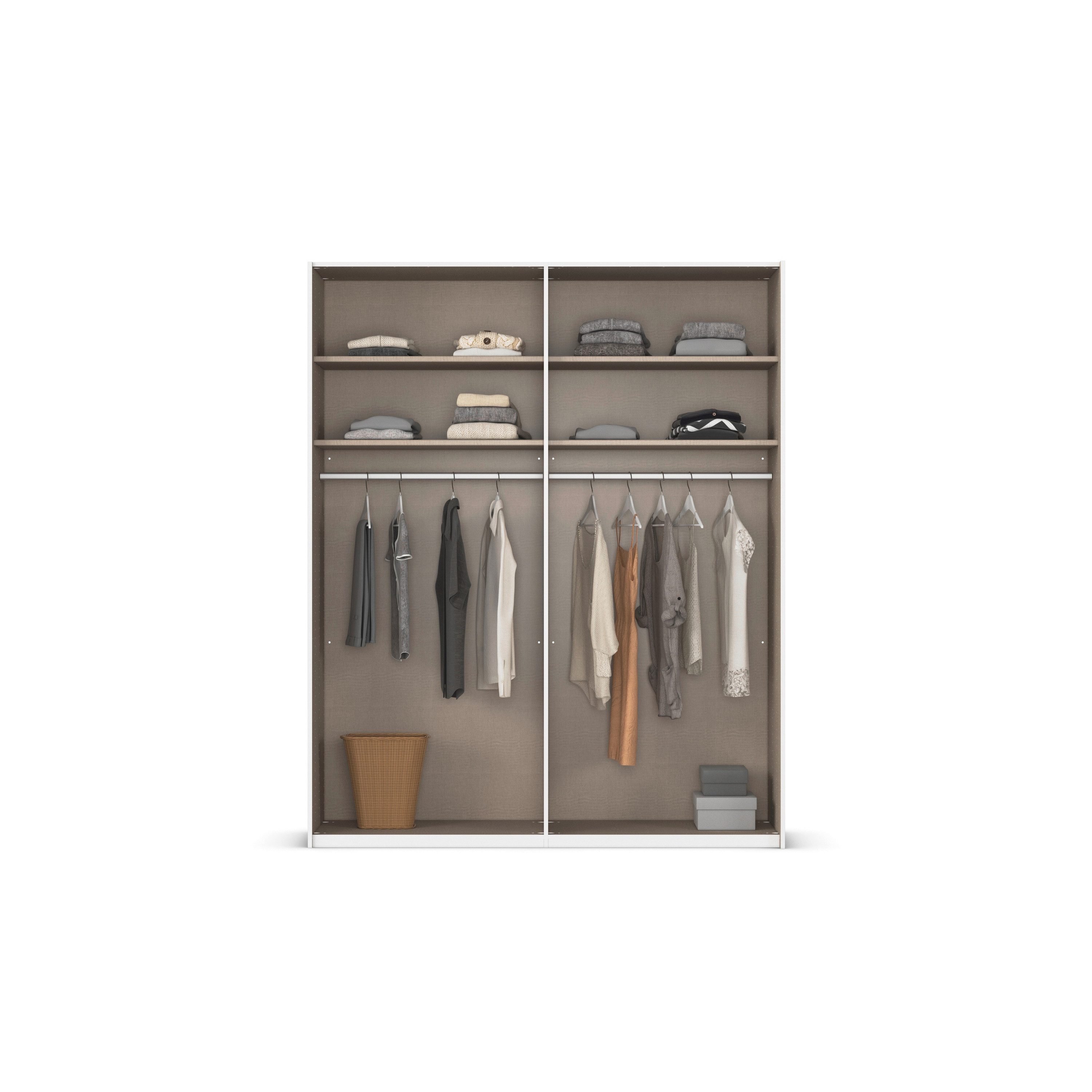 rauch Schuifdeurkast Kledingkast Kast Garderobe Slaapkamerkast EVELYN in elegante stijl, in 5 breedtes, handgrepen in corpuskleur made in germany