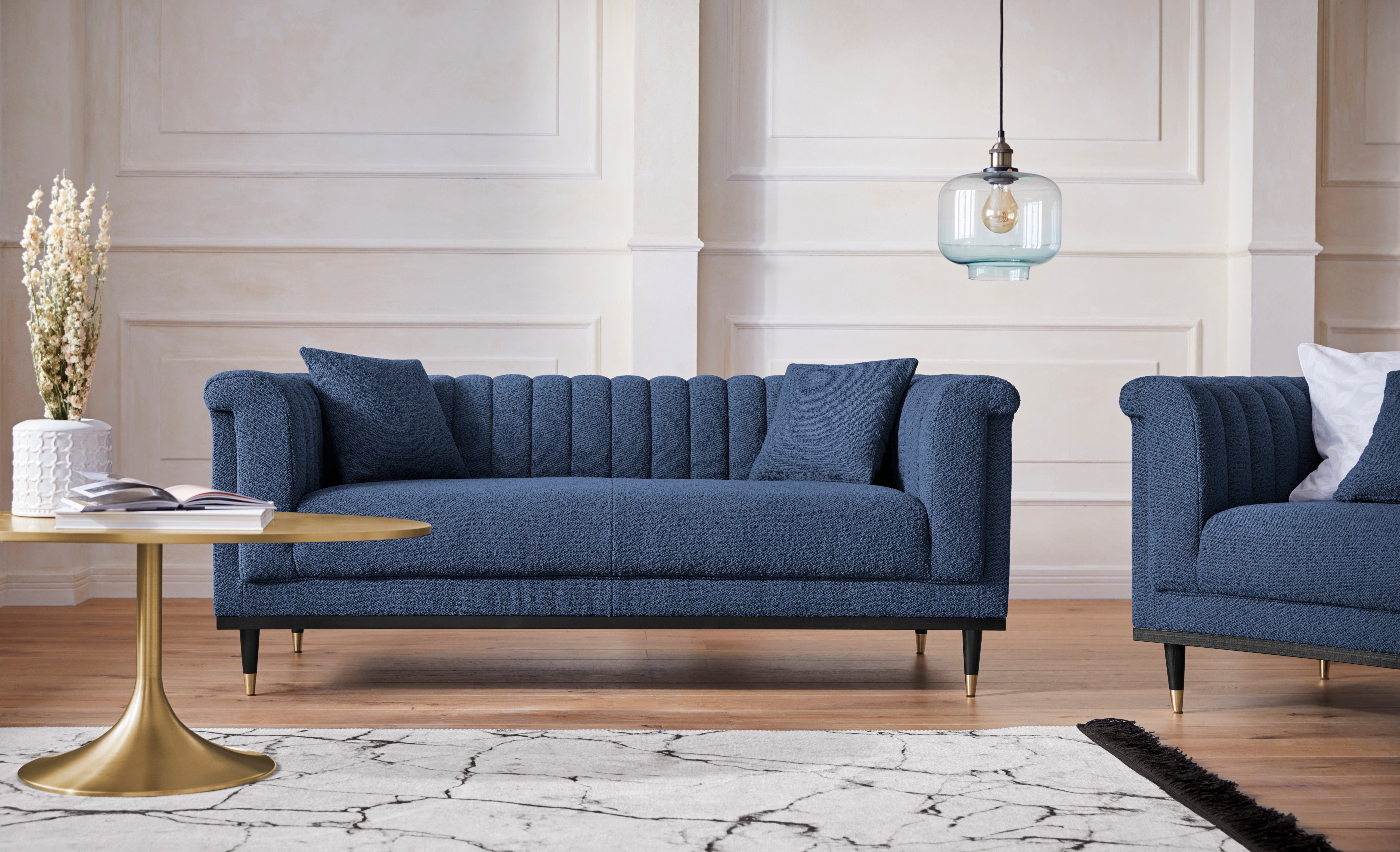 Home affaire 2-zitsbank Chamby New bouclé-structuurbekleding met stiksels bij de leuning