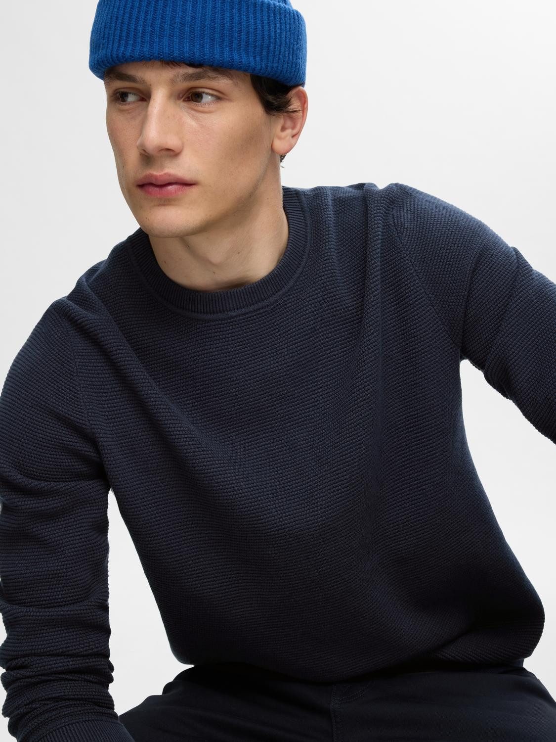 SELECTED HOMME Gebreide trui SLHROSS LS KNIT STRUCTURE CREW NECK NOOS
