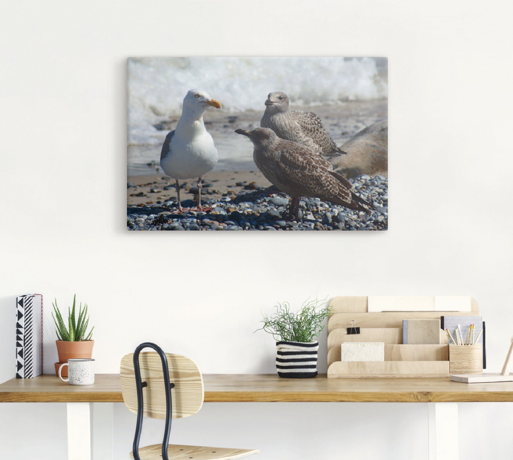 Artland Artprint Meeuwen op het Noordzeestrand als artprint van aluminium, artprint op linnen, muursticker of poster in verschillende maten