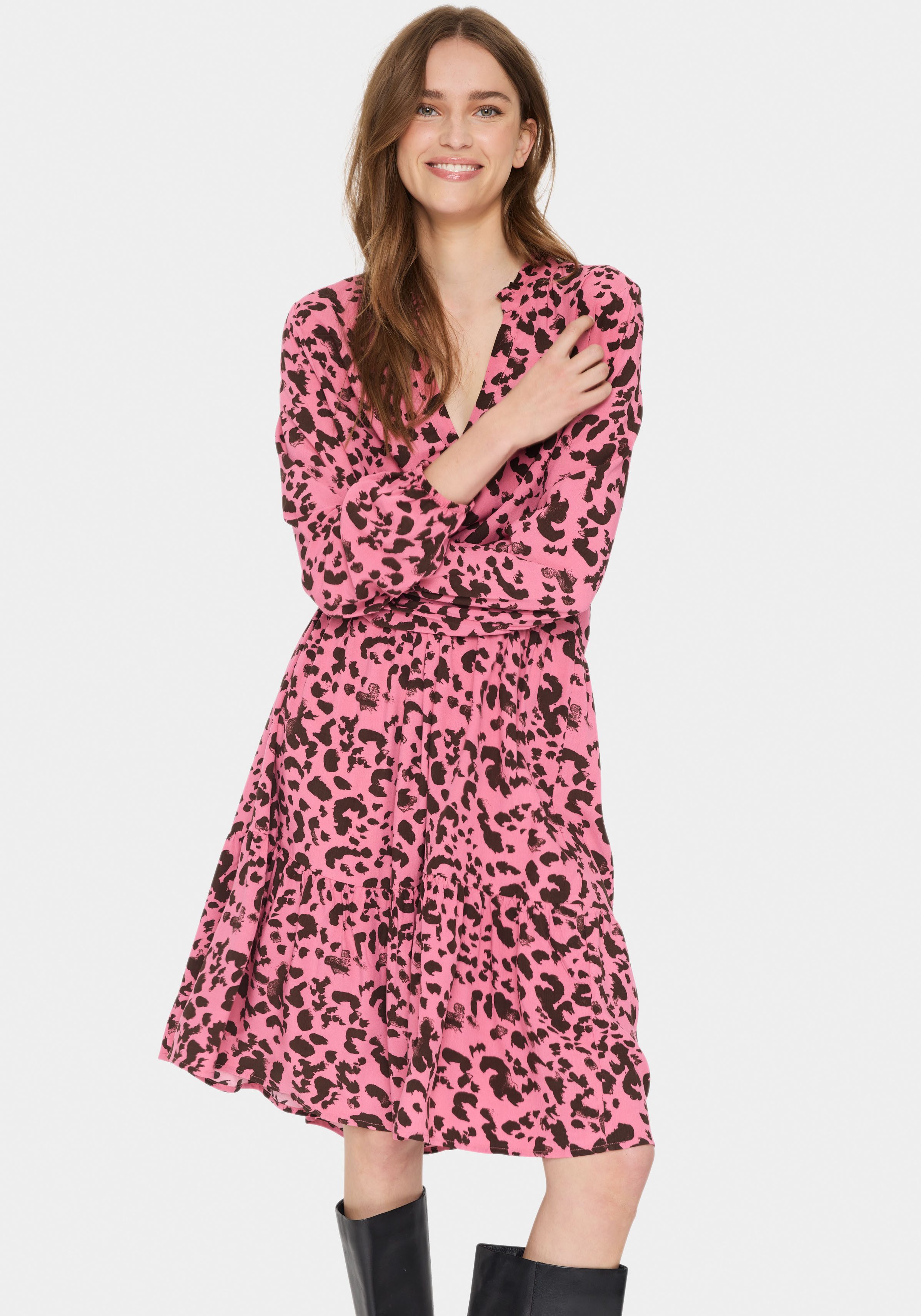 Saint Tropez Gedessineerde jurk EdaSZ LS Dress