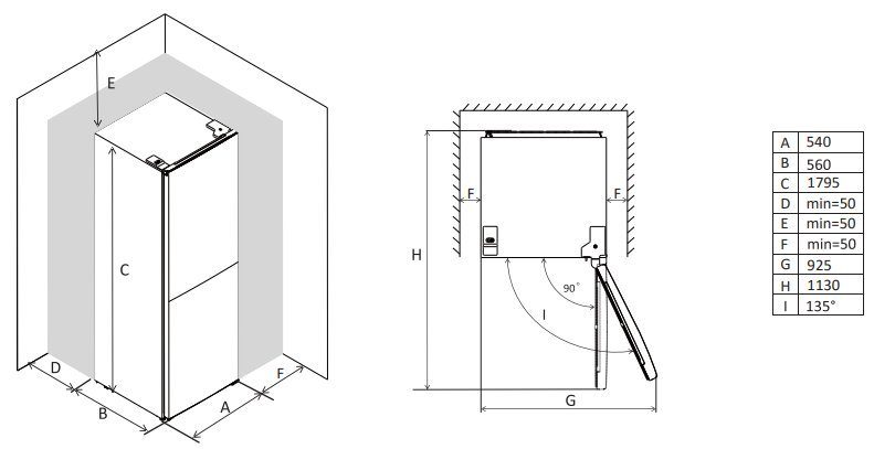 Hanseatic Koel-vriescombinatie HKGK17954DNFWDBI NoFrost, Waterdispenser