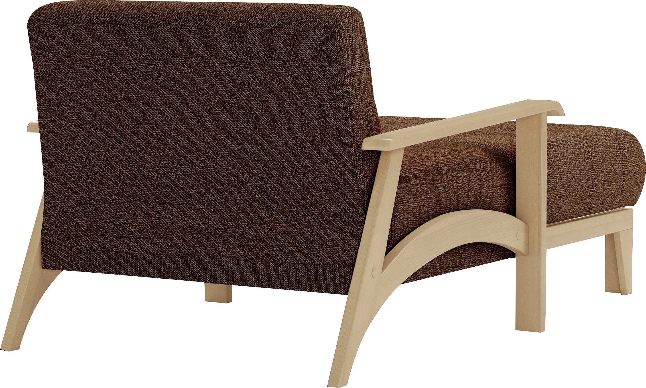 sit&more Récamier Billund Armleuningen van natuurlijk beukenhout, verschillende bekledingen en kleuren