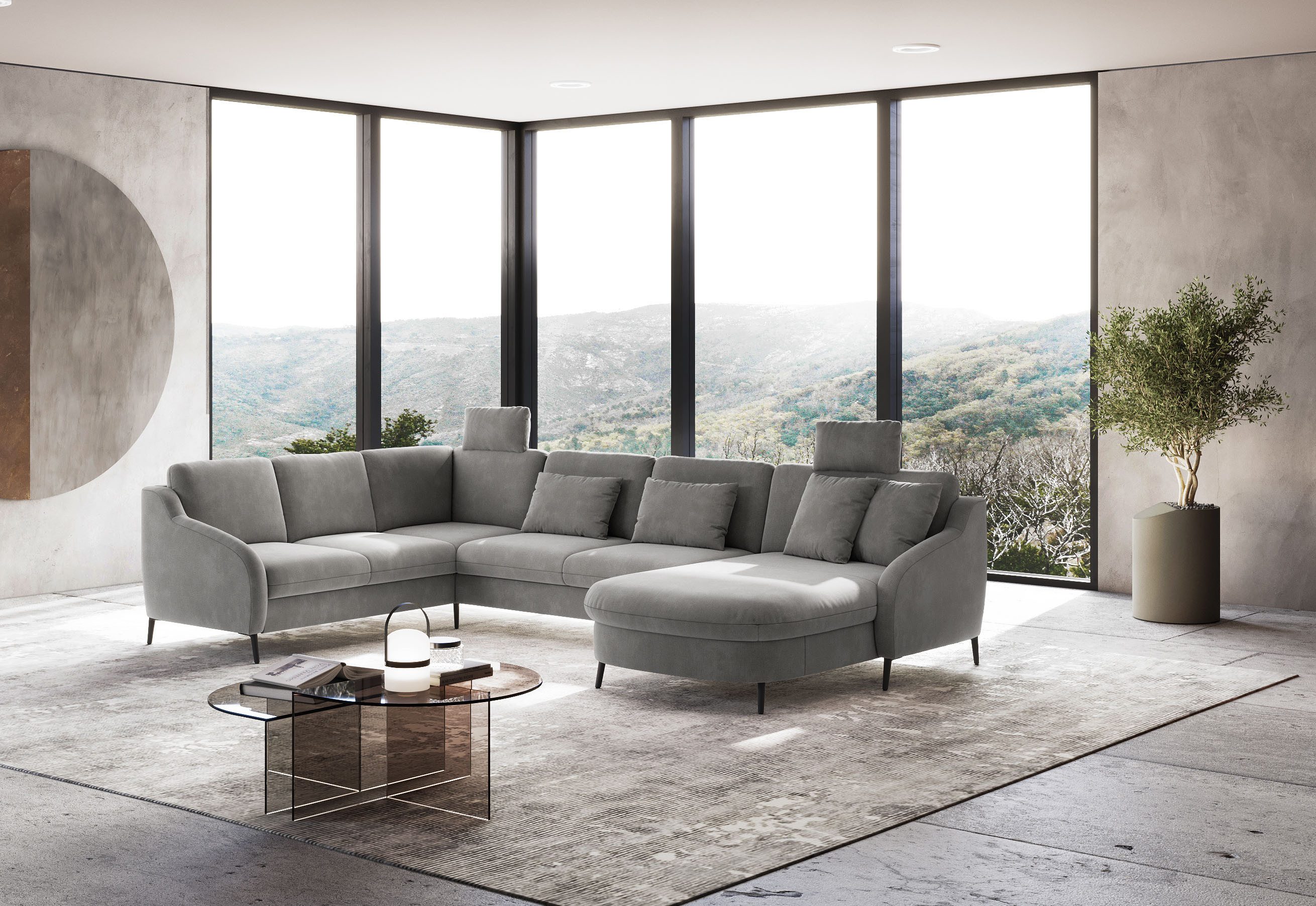 sit&more Zithoek Soul U-model optioneel met bedfunctie en bedlade of lade