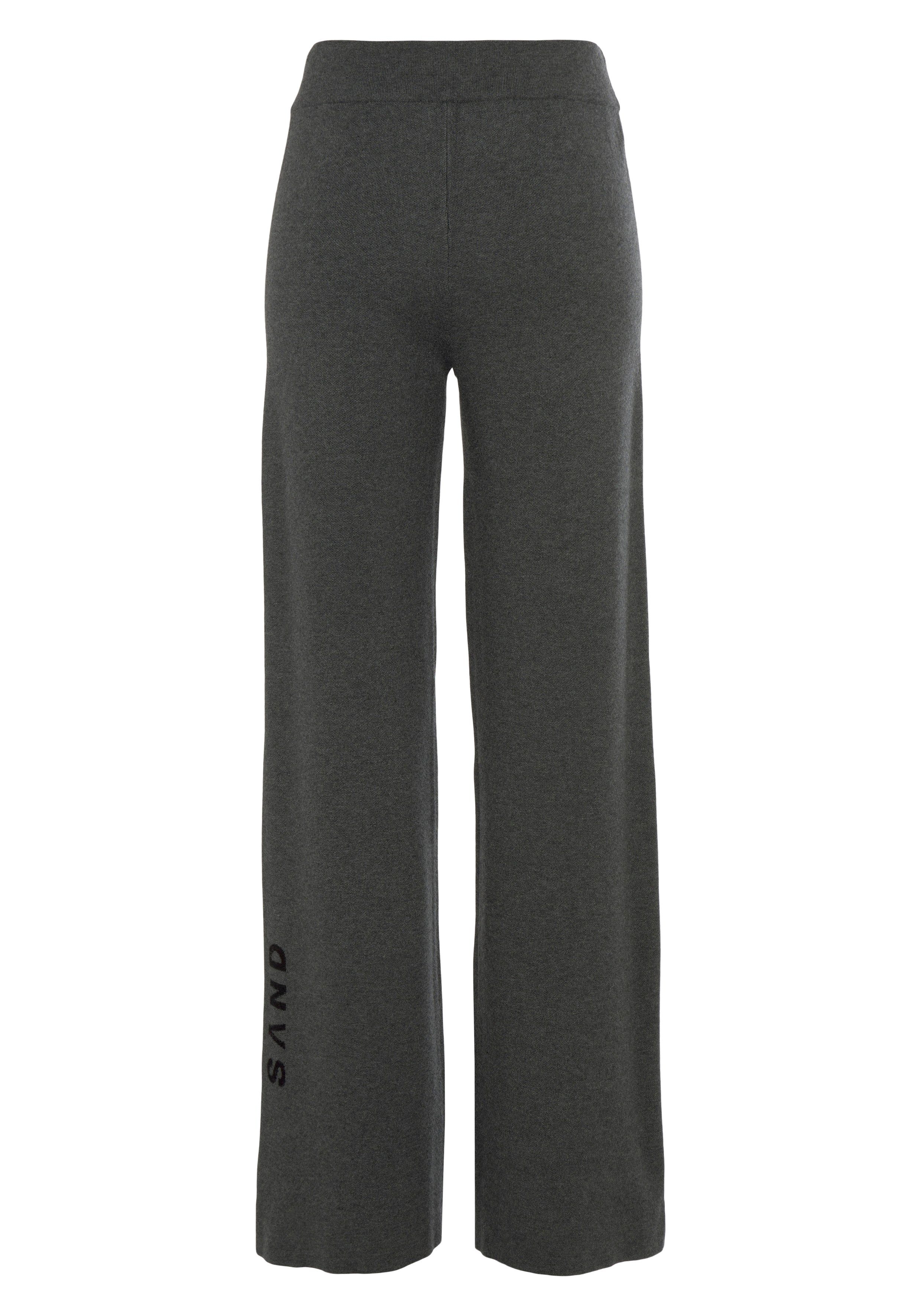 Elbsand Tricotbroek -Loungebroek met wijde pijpen en geborduurd logo, loungewear