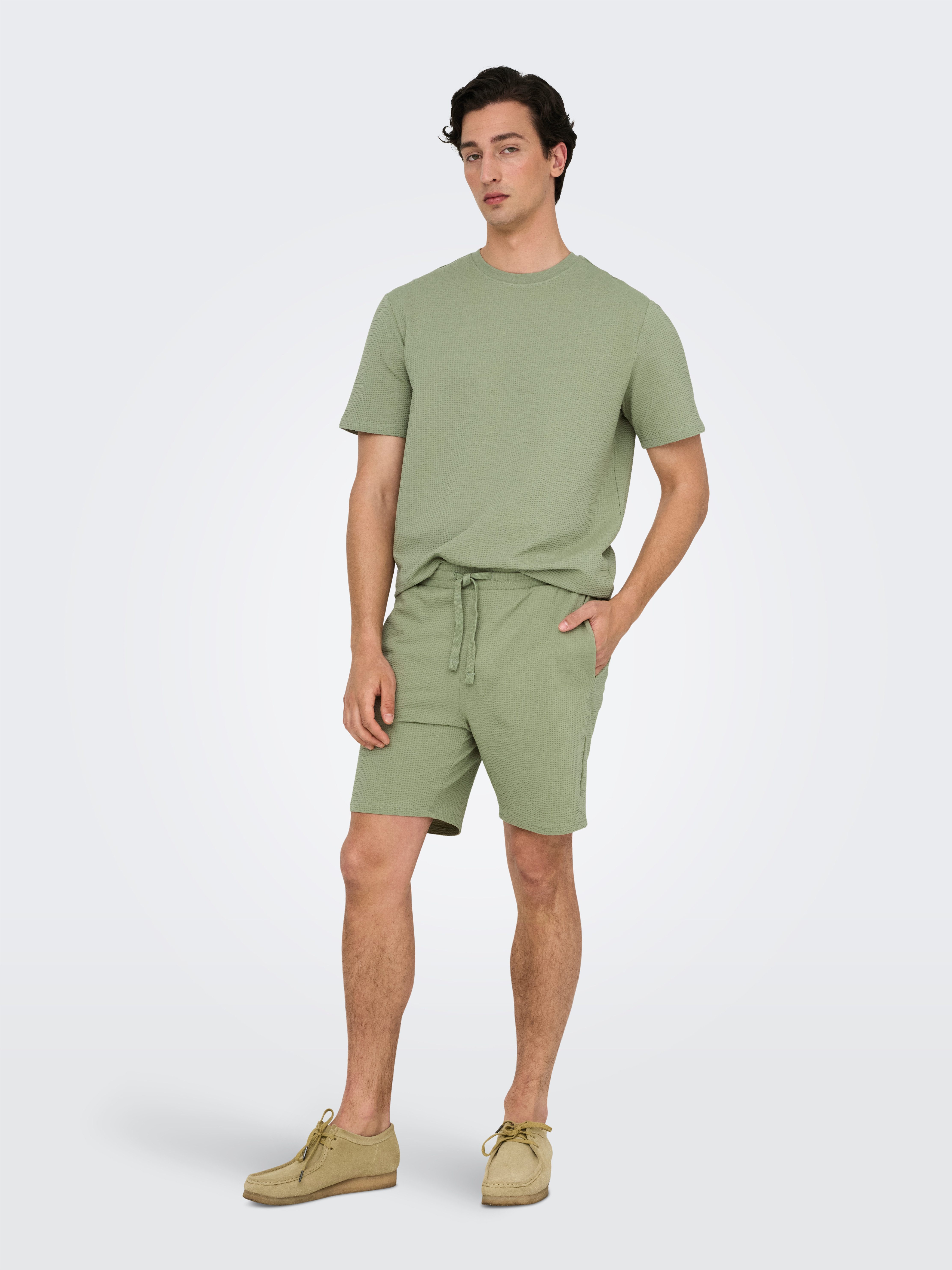 ONLY & SONS Shirt met ronde hals ONSKIAN LIFE REG SEERSUCKER SS TEE NOOS