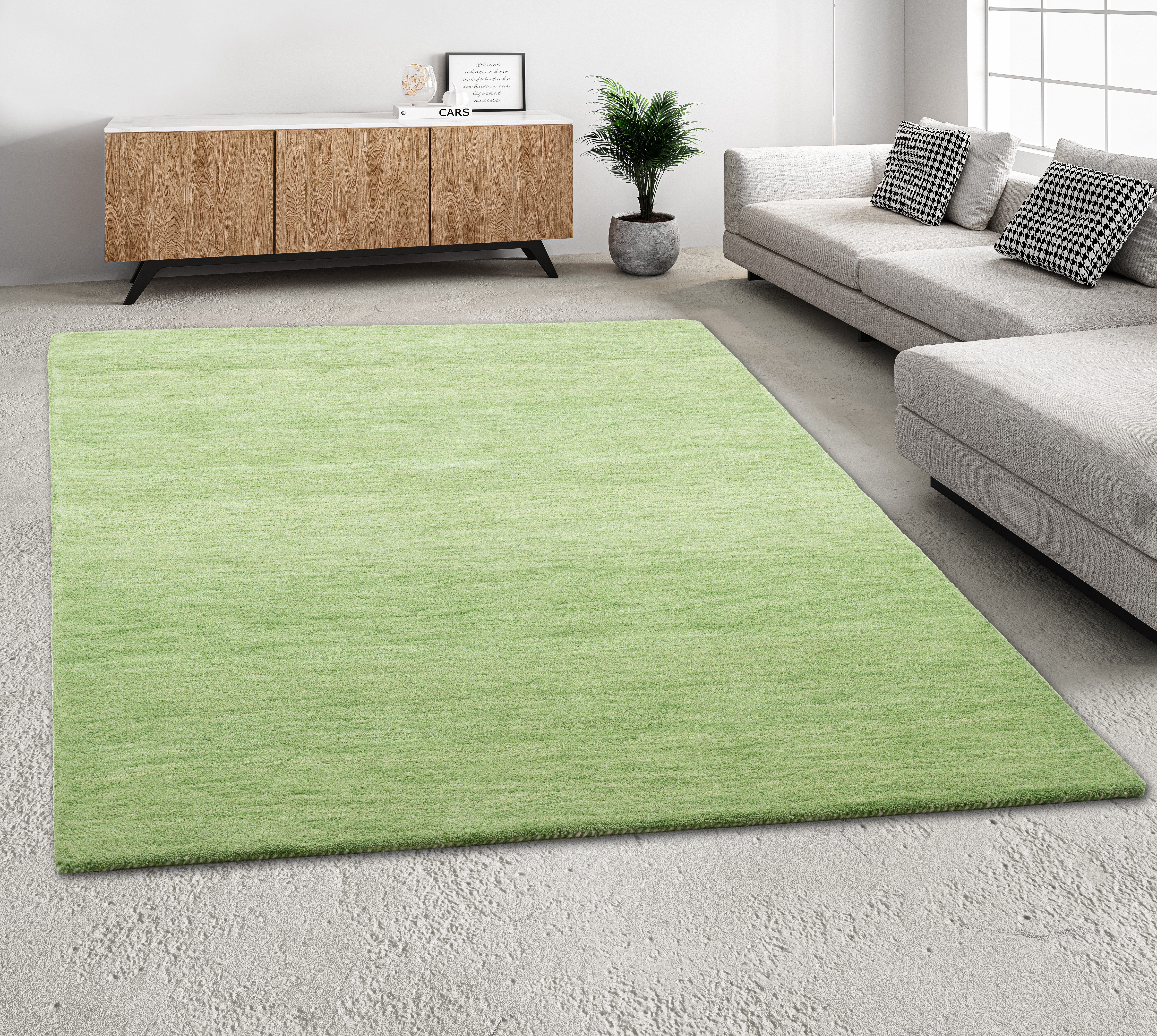 THEKO Wollen kleed Gabbeh uni, Handgeweven vloerkleed, mêlee, zuivere wol, met de hand geweven