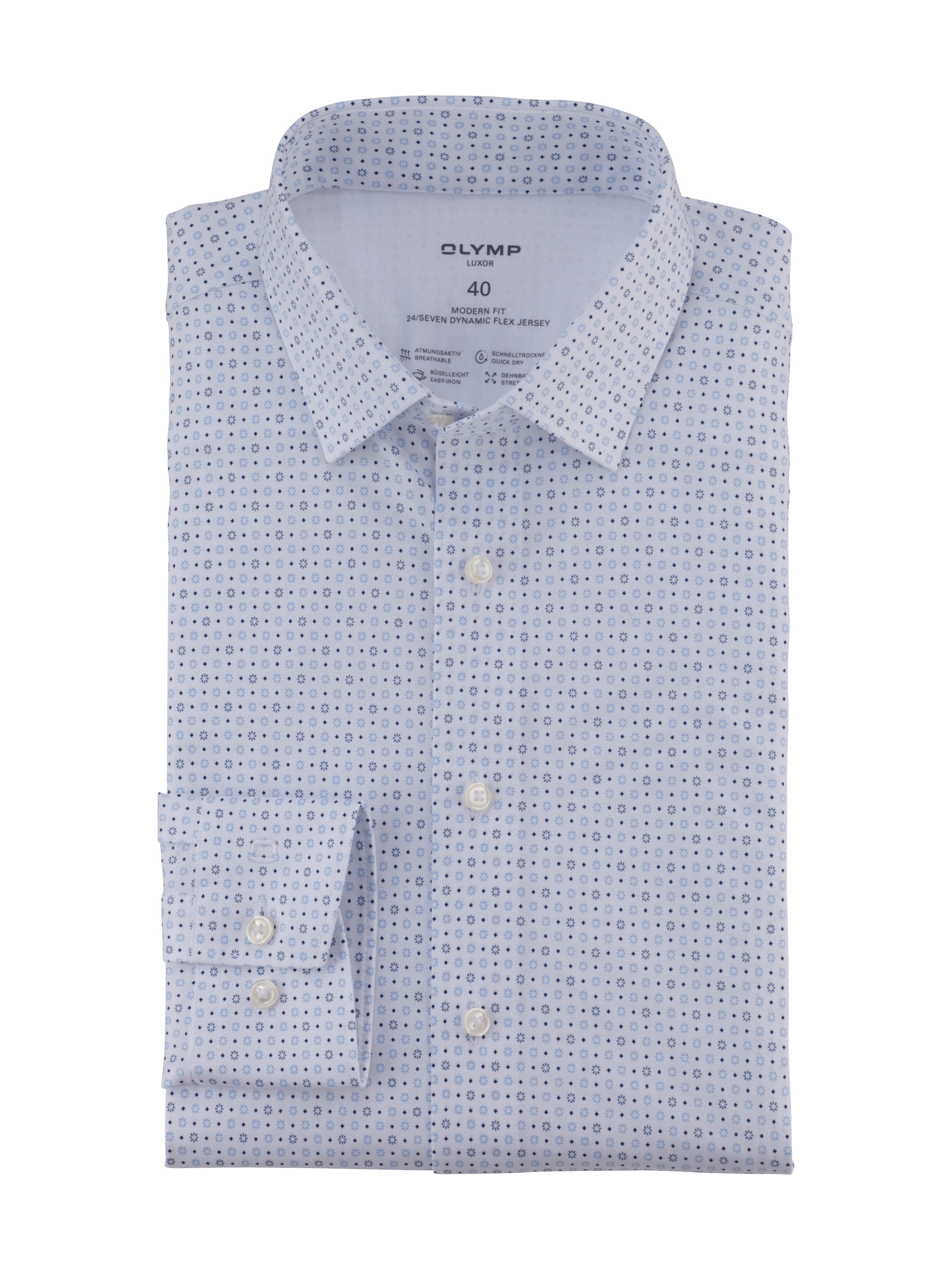 OLYMP Businessoverhemd 24/7 - Luxor modern fit - Jersey heren zakelijke overhemden maat 46 wit