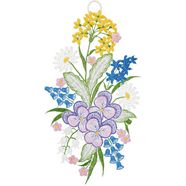 w. reuter  sohn - plauener spitze vensterbeeld raamdecoratie "bos bloemen" in kleur multicolor