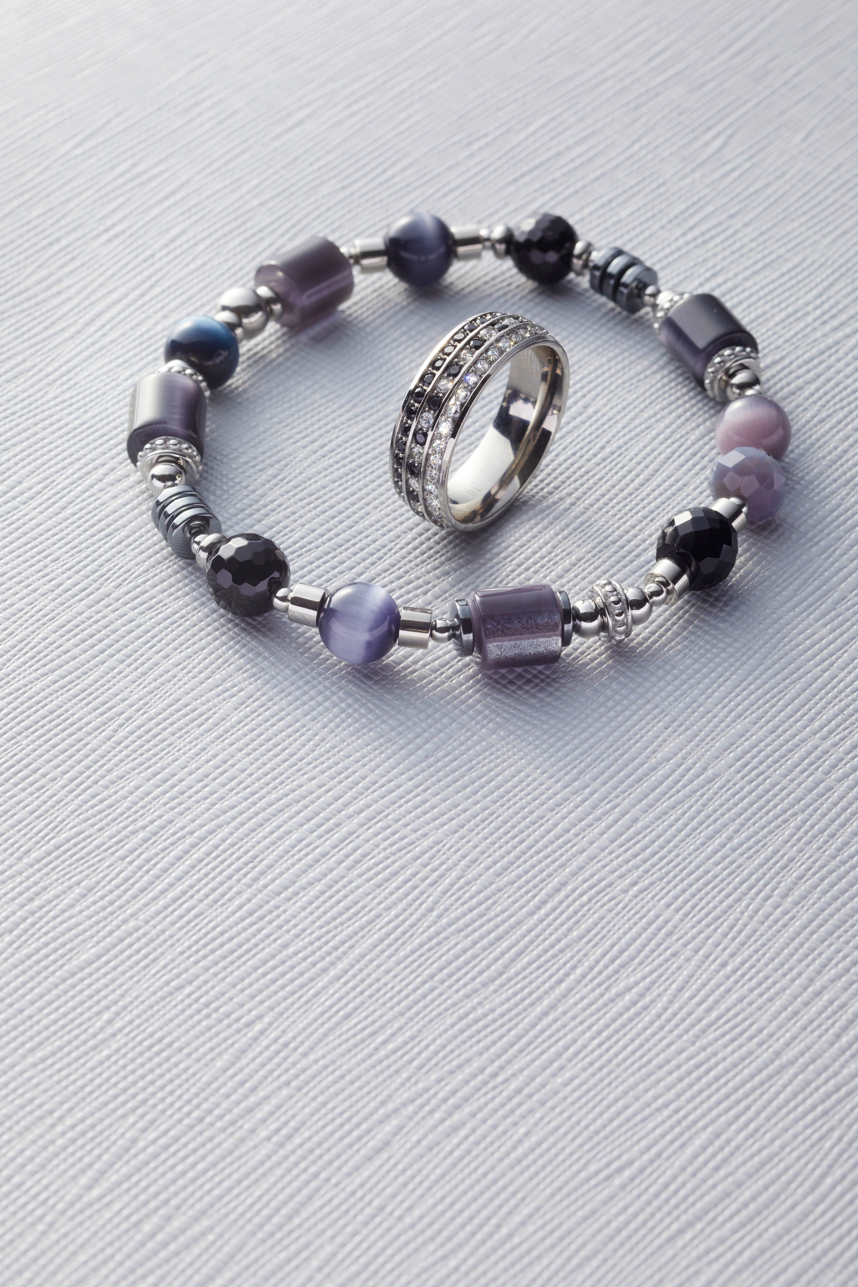 LEONARDO Armband Casoria, 024304 met glassteen, hematiet - met kattenoog