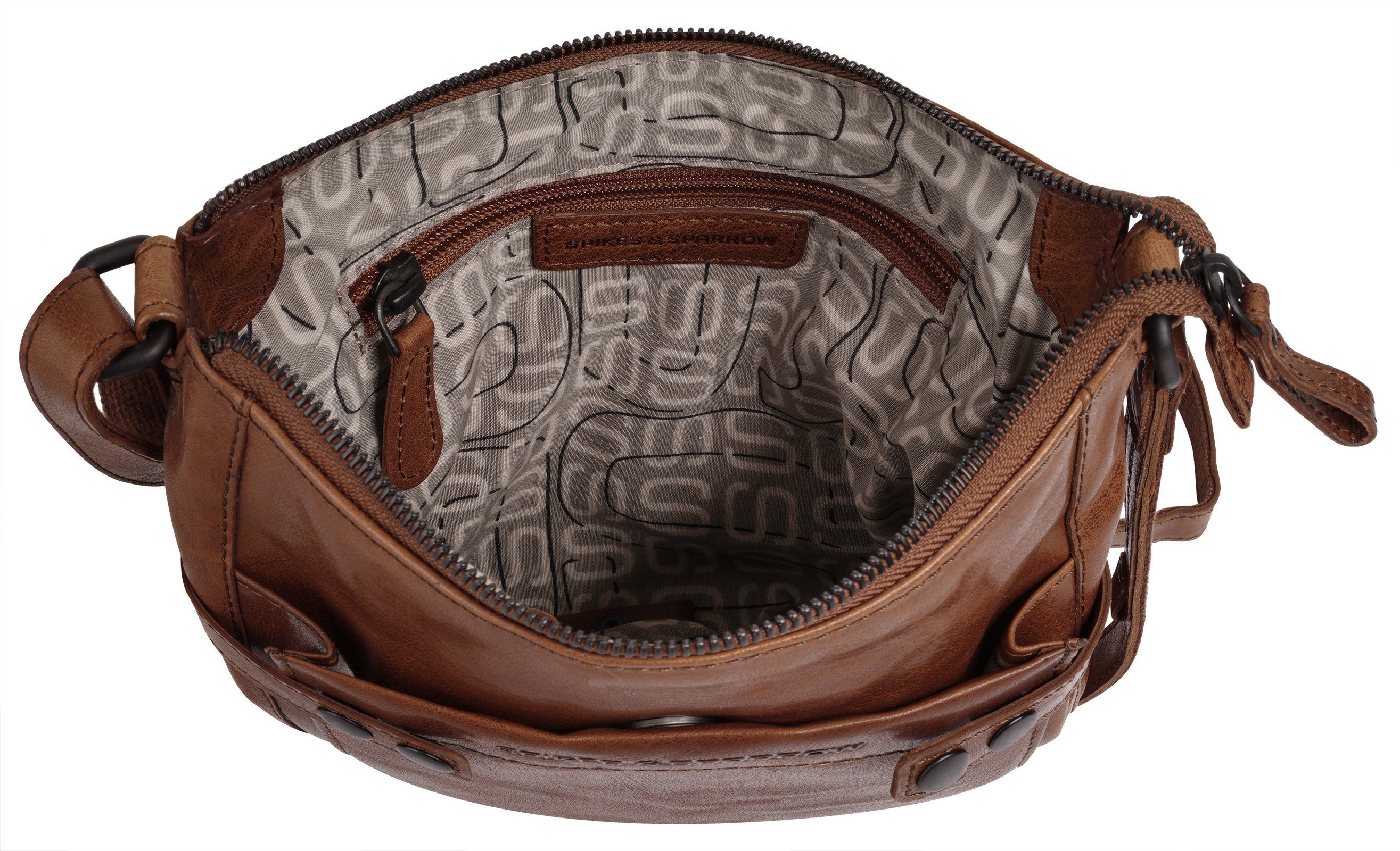 Spikes & Sparrow Schoudertas echt leder