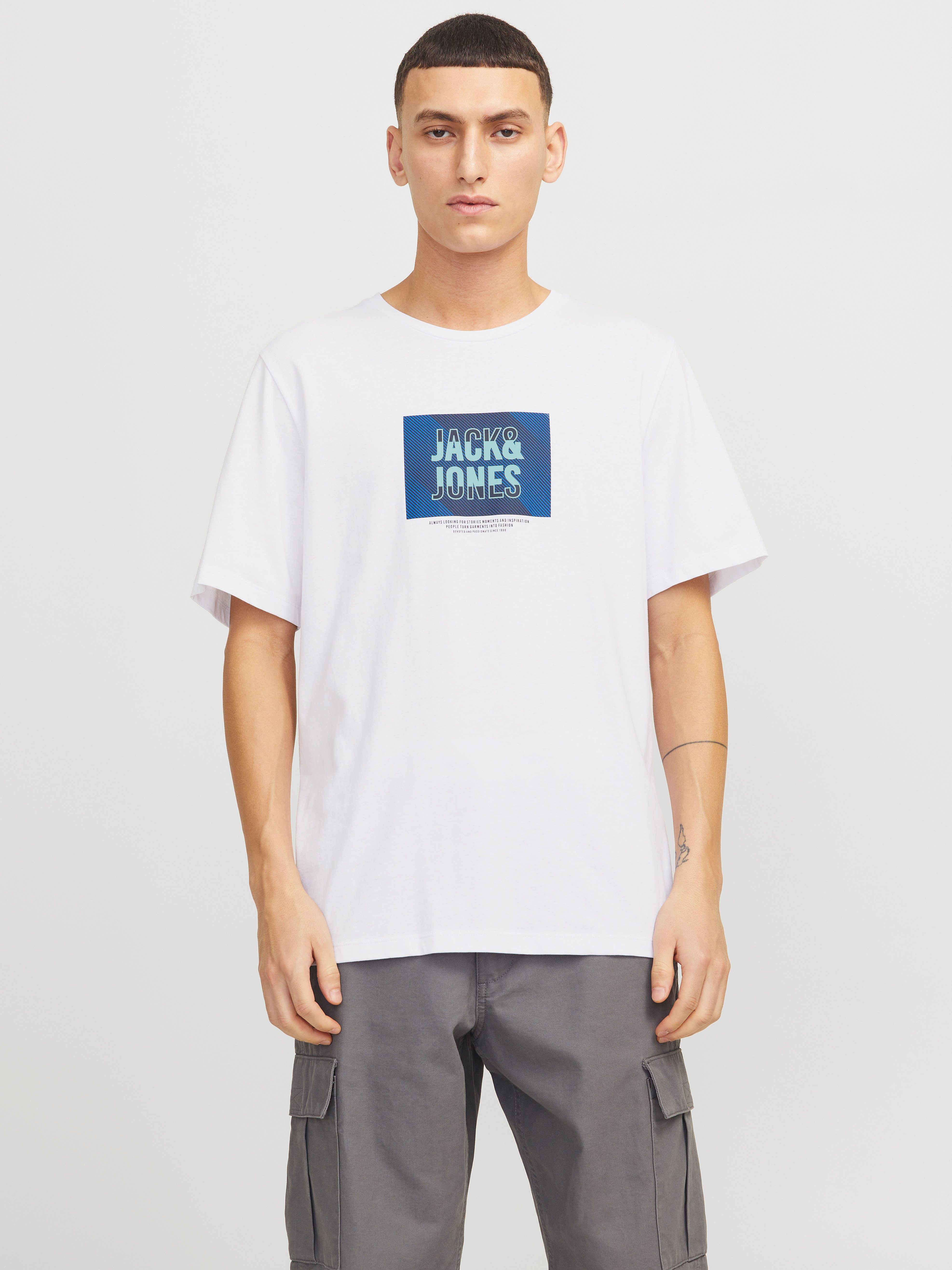 Jack & Jones Shirt met print JJHUDSON TEE SS CREW NECK