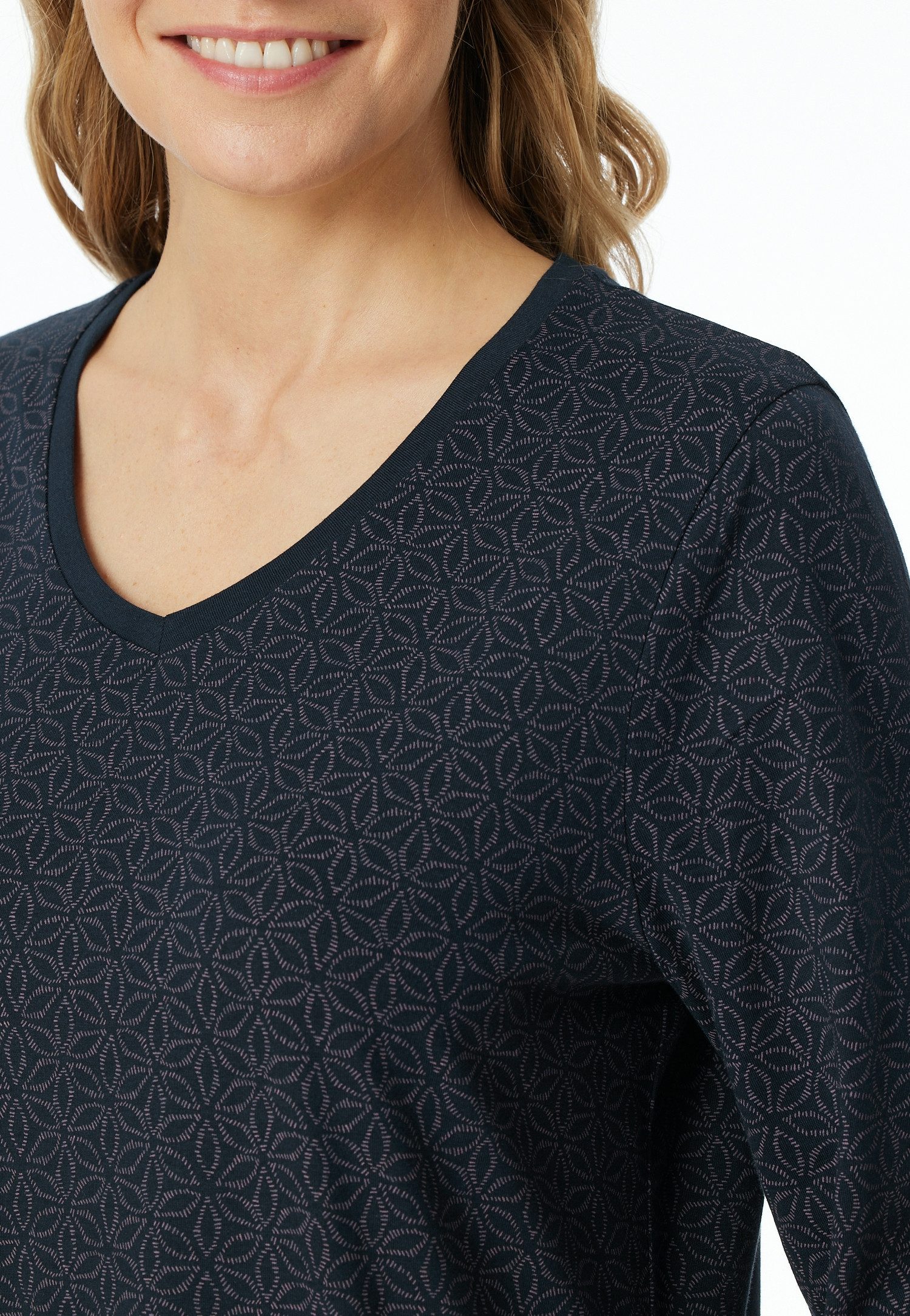 Schiesser Nachthemd Comfort Essentials Katoen, lichte V-hals, lange mouwen