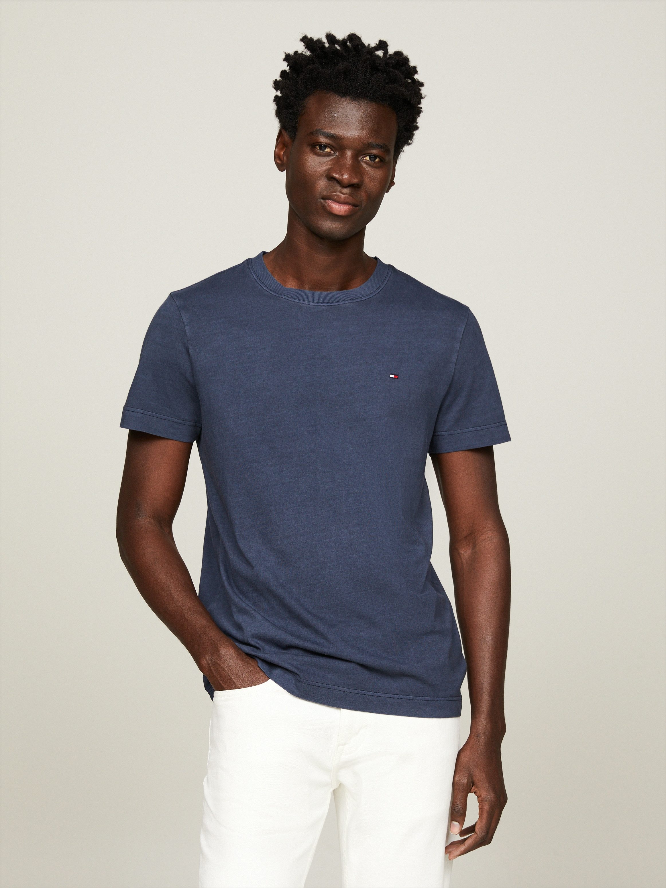 Tommy Hilfiger Slim fit T-shirt met logostitching model 'GARMENT'