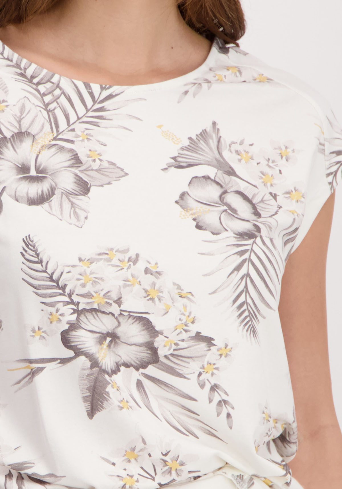 Monari Shirt met ronde hals met bloemmotief