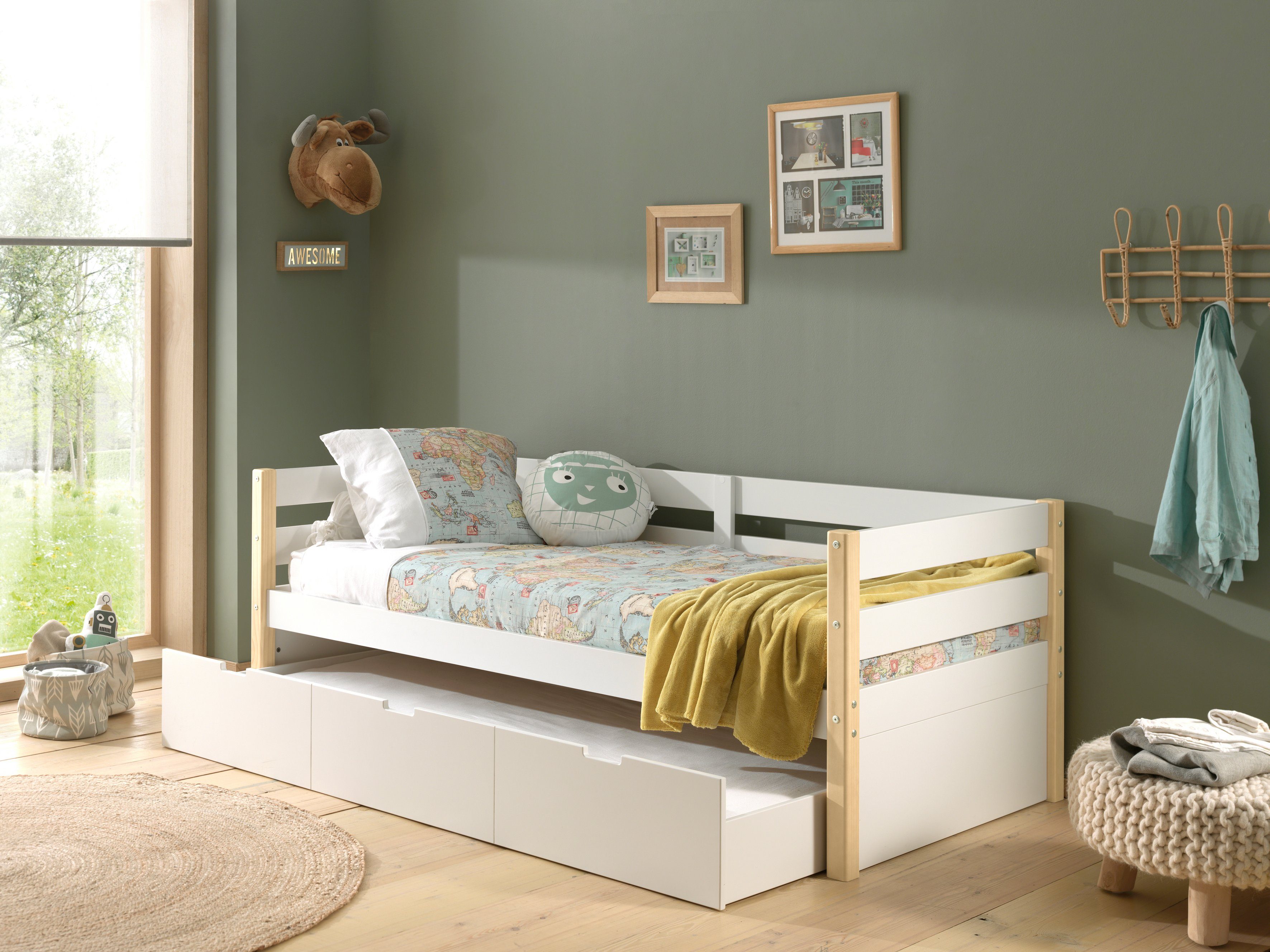 Vipack 1-persoonsledikant Magrit, stapelbed met zijbouw, ligoppervlak 90 x 200 cm