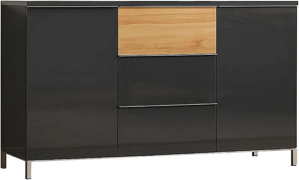 Places of Style Dressoir Onyx, Commode met 3 lades en 2 deuren, UV lak hoogglans