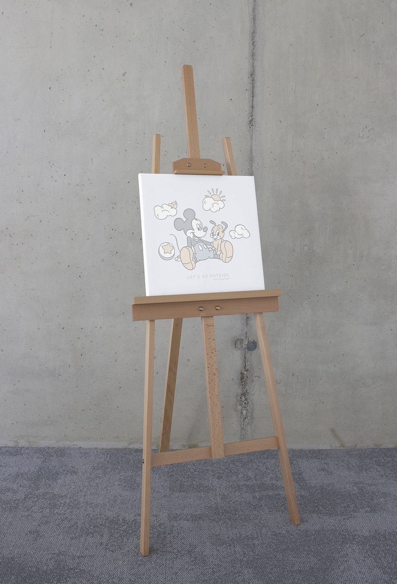 Komar Artprint op linnen Disney Mickey Mouse Let's Go Outside 40 x 50 cm (breedte x hoogte) - kinderkamer, decoratie (1 stuk)