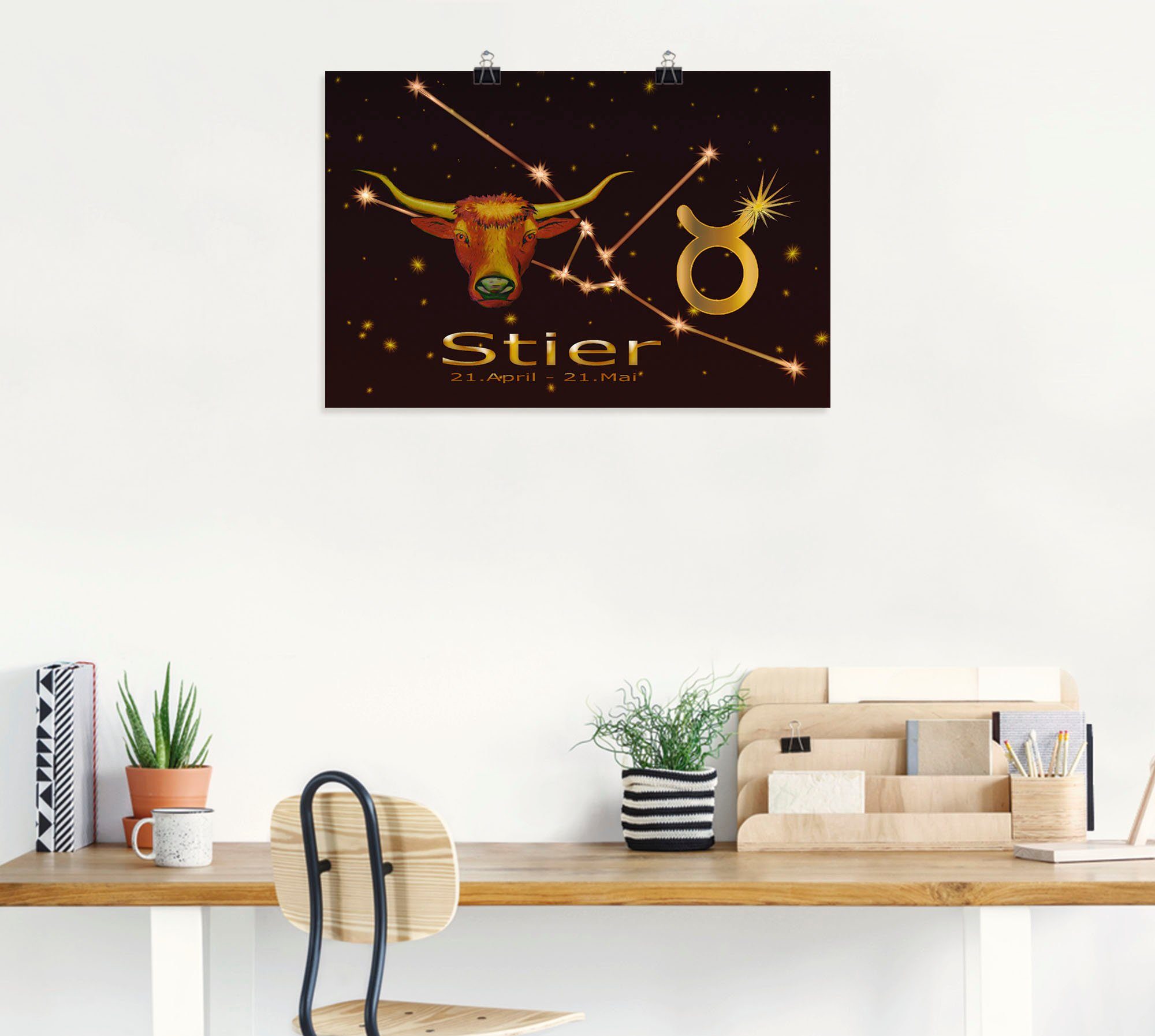 Artland Poster Sterrenbeeld - stier als artprint van aluminium, artprint op linnen, muursticker of poster in verschillende maten