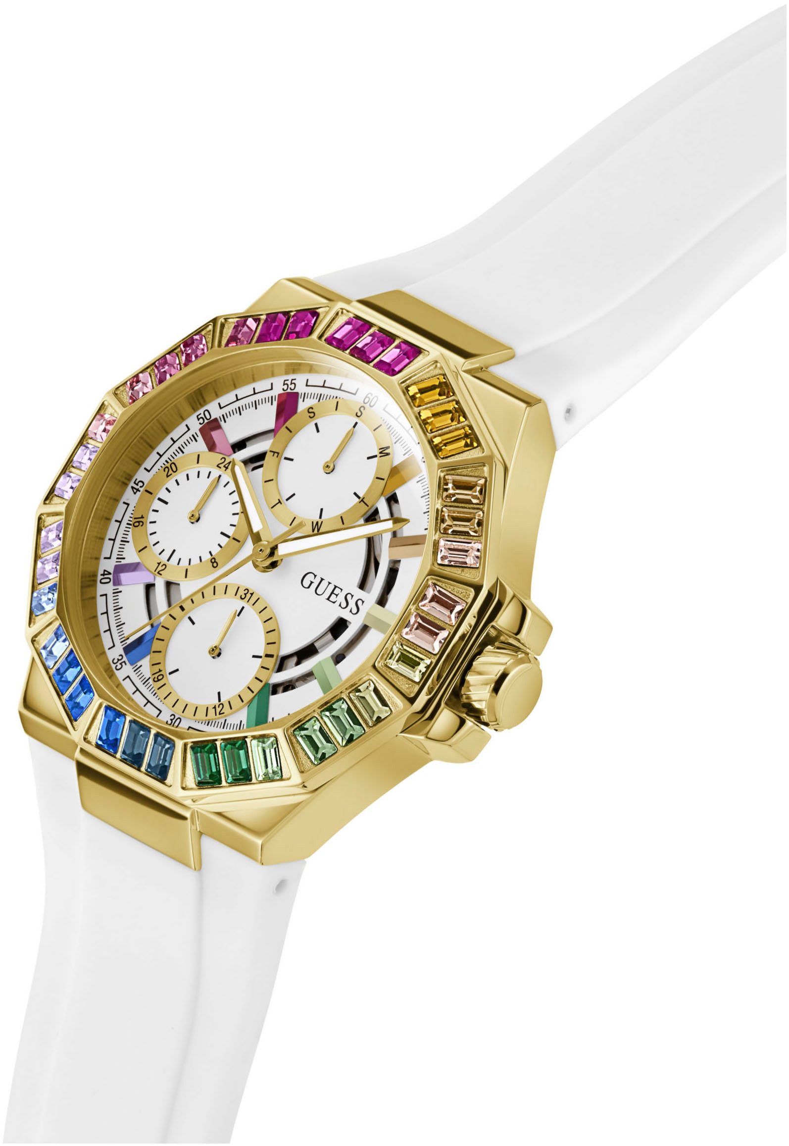 Guess Multifunctioneel horloge Selene Quartzhorloge, horloge, damenuur, datum, 12/24-uurs weergave