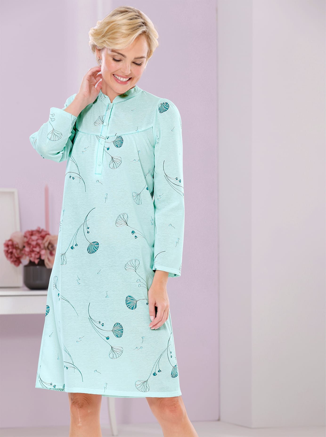 wäschepur Nachthemd dames nachthemden maat 44/46 blauw