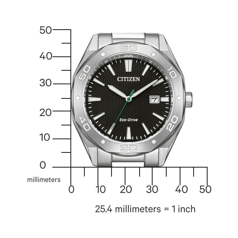 Citizen Solarhorloge Polshorloge, herenhorloge, roestvrijstalen band, analoog, datum, Eco-Drive