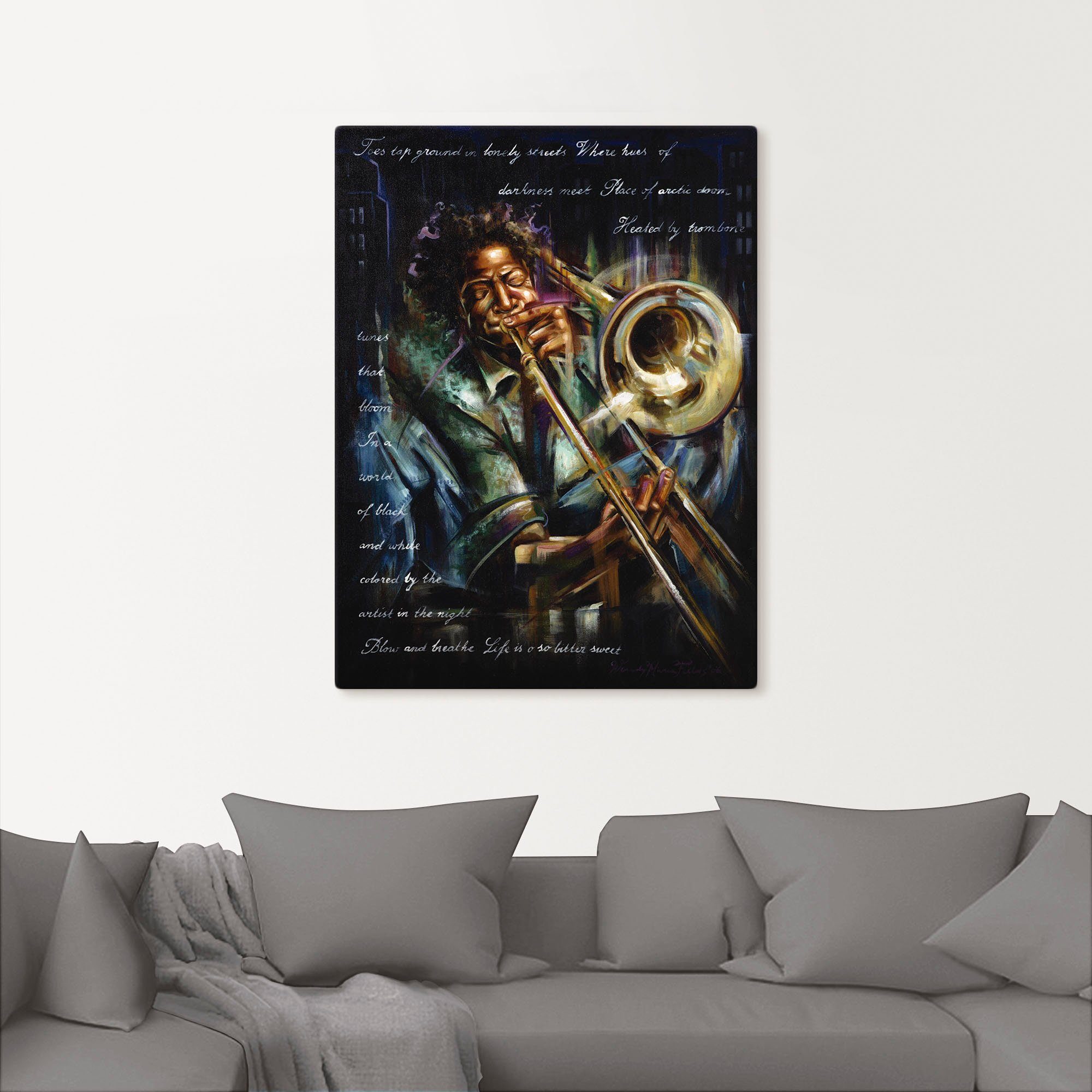 Artland Artprint op linnen Trombonemelodieën gespannen op een spieraam
