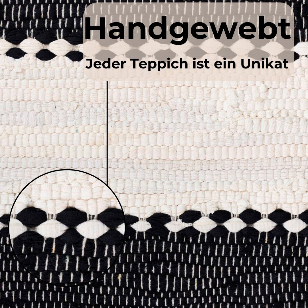 my home Vloerkleed Benja Handgeweven tapijt, gestreept, 90% katoen, handgeweven, met franjes