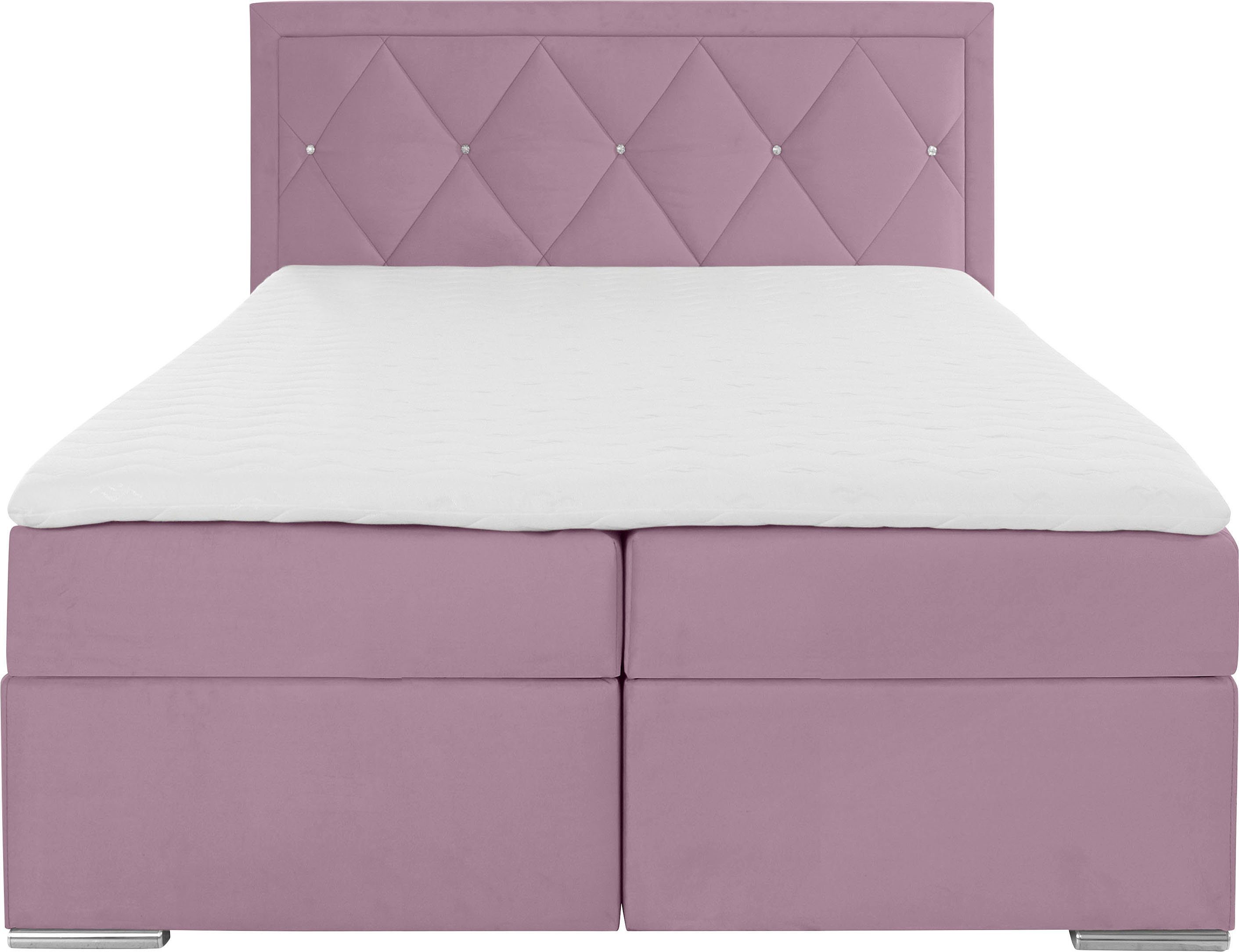 Leonique Boxspring Alfie, bestseller, optioneel met bedlade met strassteentjes in het hoofdbord, h2, h3 en h4 ter keuze