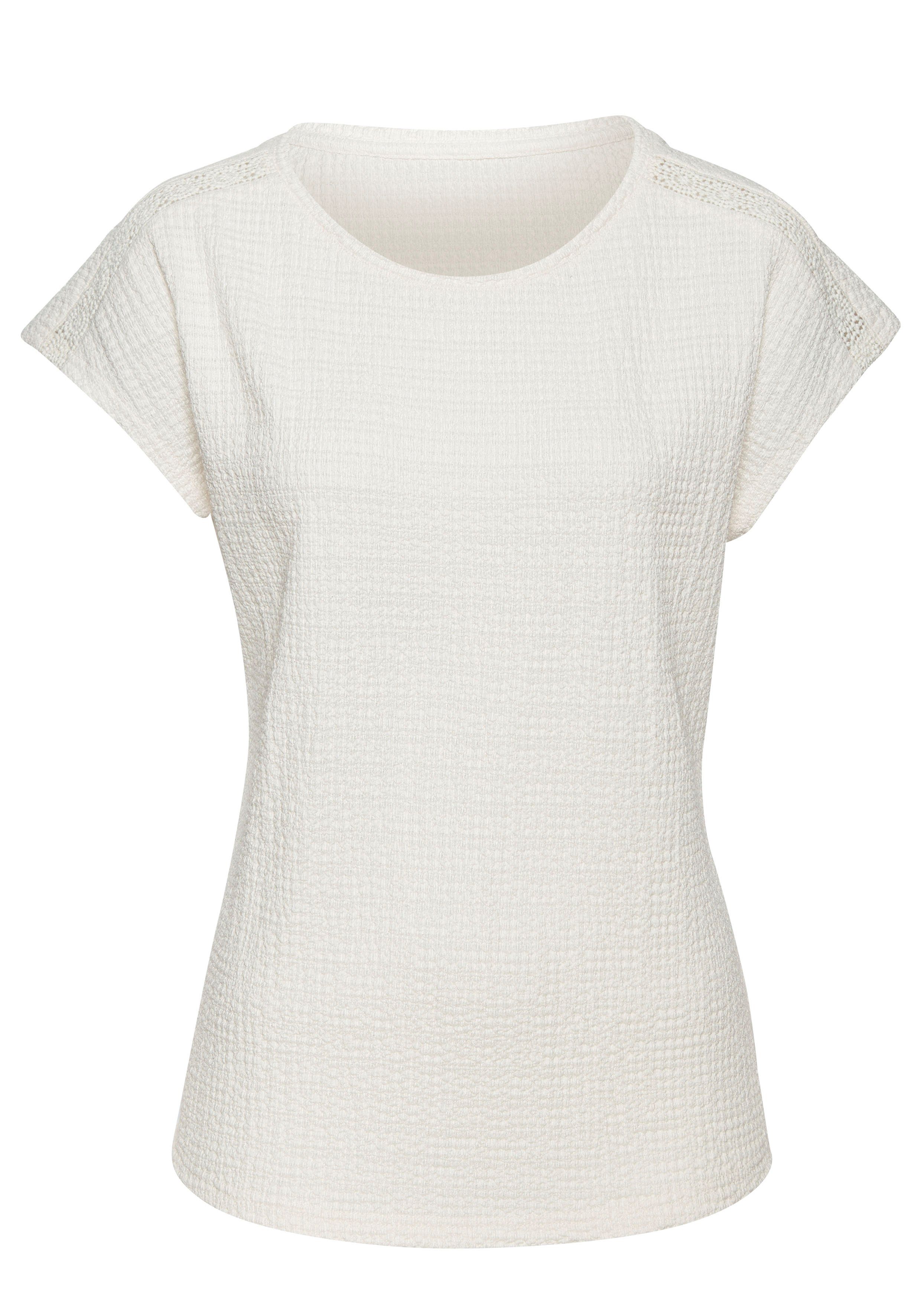 Vivance Shirt met korte mouwen Met decoratieve haak-inzet van kreukvrije crêpe-kwaliteit (2-delig, Set van 2)