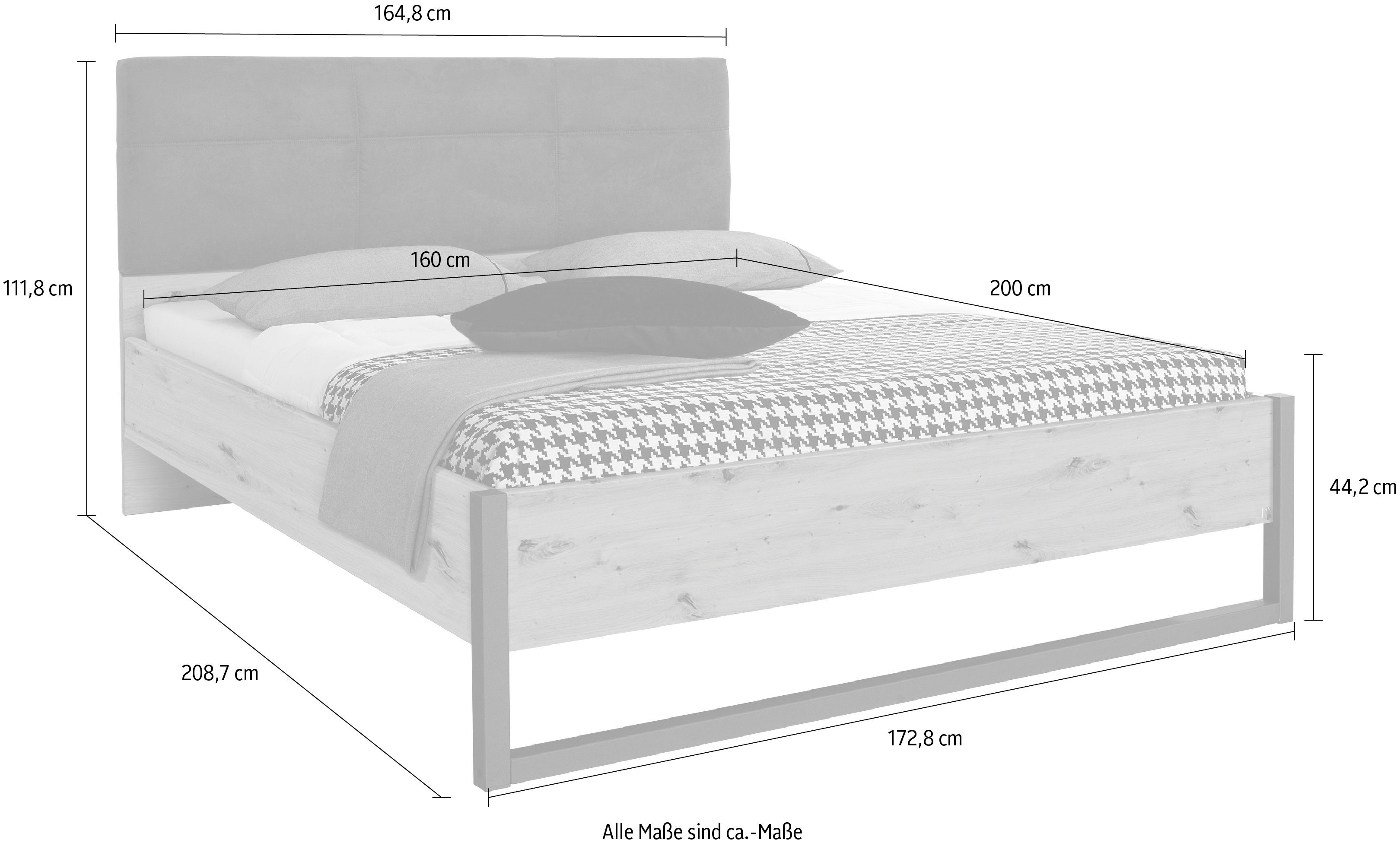 rauch Bed TAMPA in moderne industriële stijl, metalen bedslede