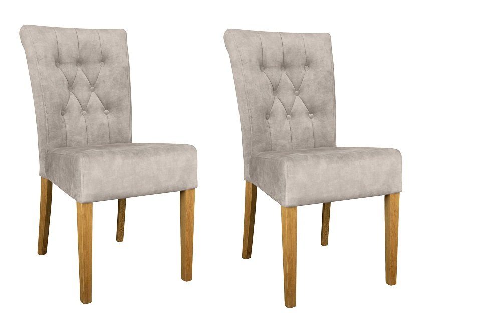 Home affaire Stoel met 4 poten Ravenna Eetkamerstoel met capitonnage (set, 2 stuks) gestoffeerde stoelen wit