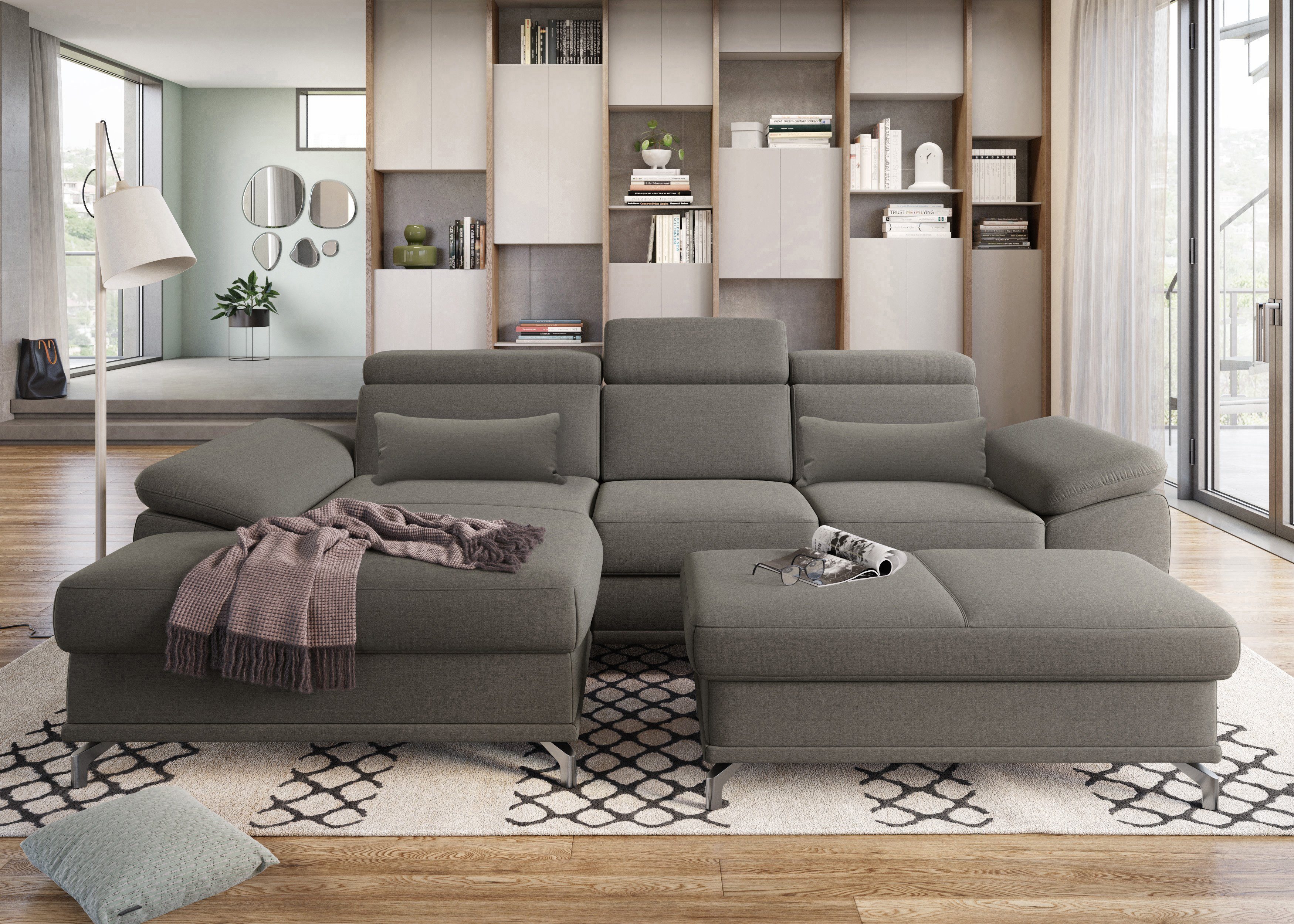 Sit&more Hoekbank Cabrio L-vorm, met zitdiepteverstelling, arm- en hoofdsteunverstelling