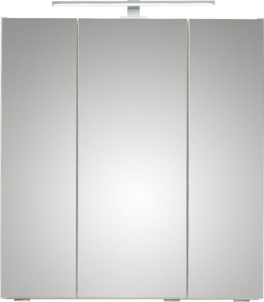 Saphir Badkamerserie Quickset 3-delig, wastafelonderkast met led-spiegelkast Middelgrote kast, incl. deurdemper, 7 deuren, 1 niche, bad-set, greeploos (7-delig)
