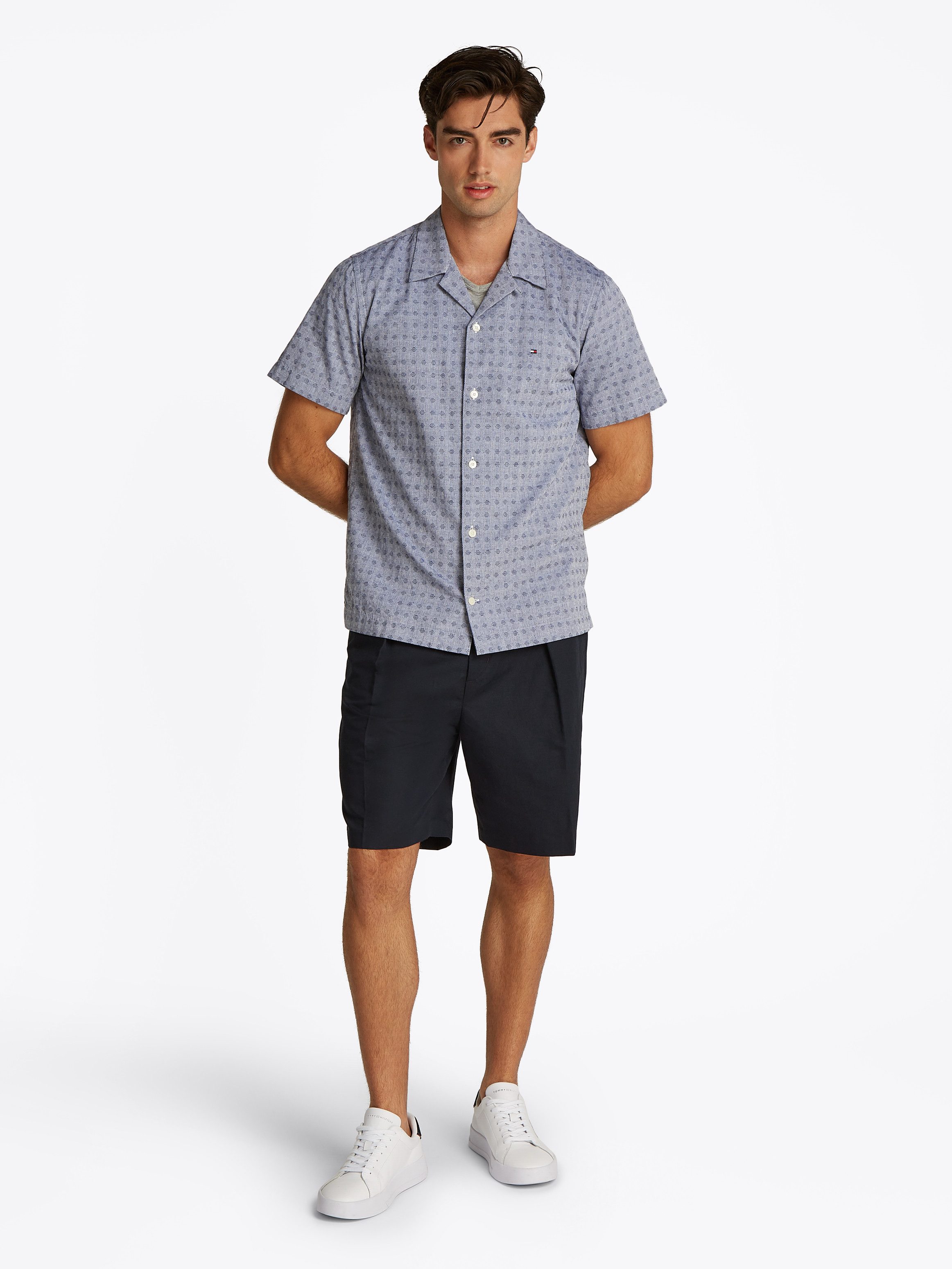 Tommy Hilfiger Overhemd met korte mouwen COTTON LINEN DOBBY SS RF SHIRT