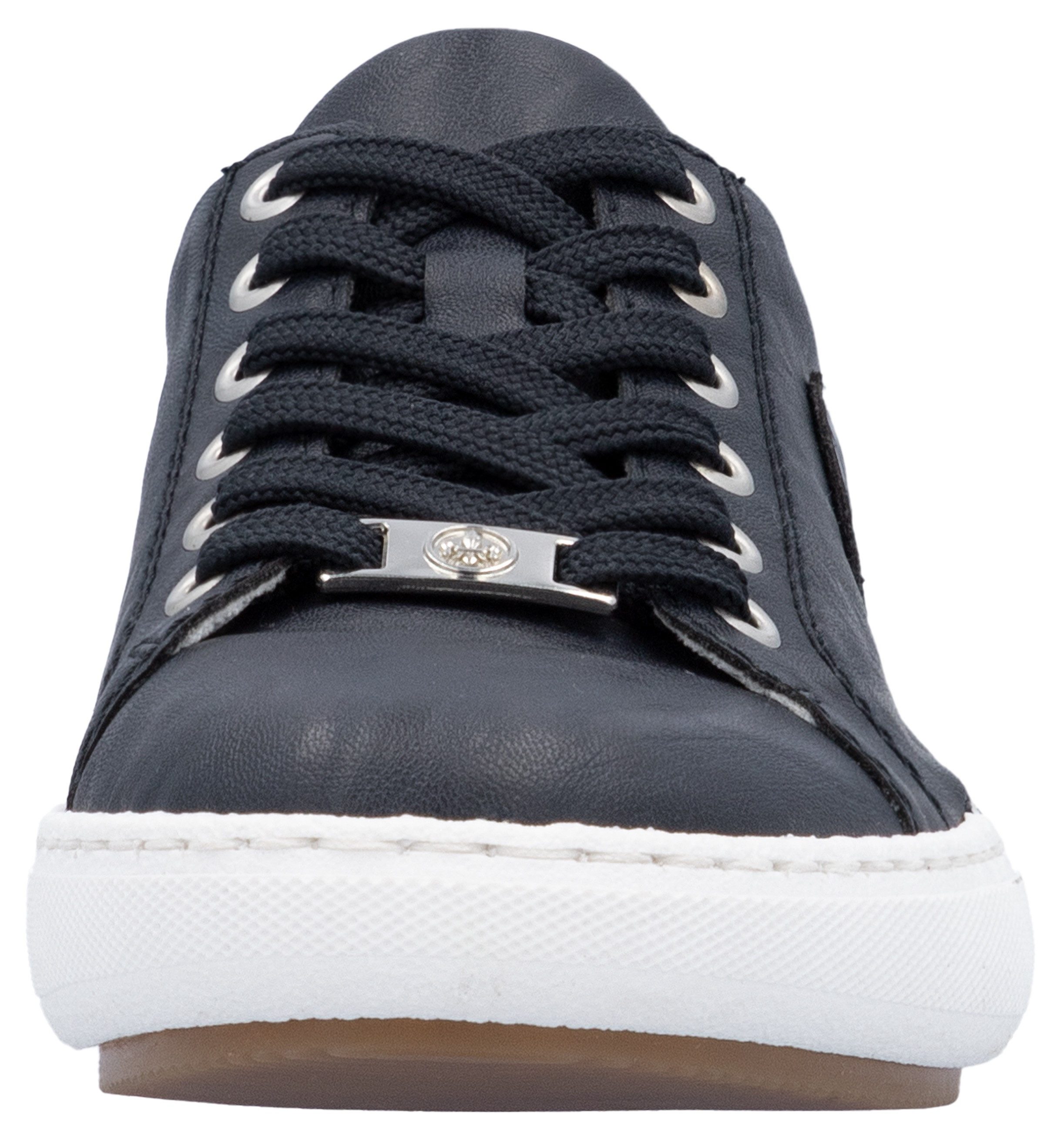 Rieker Plateausneakers , veterschoenen, lage schoen, vrijetijdsschoen met witte randnaad