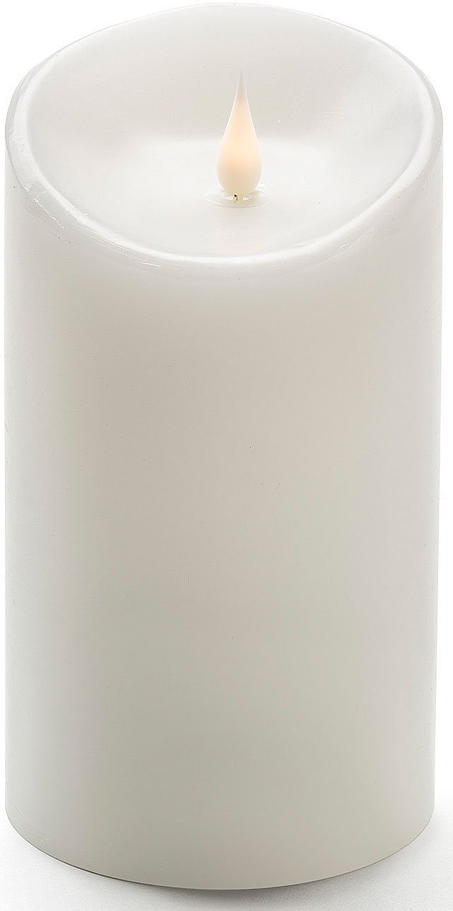 KONSTSMIDE Led-kaars Kerst versiering Led-kaars van echte was, wit, met 3D vlam, ø 10 cm, hoogte: 18 cm (1-delig)