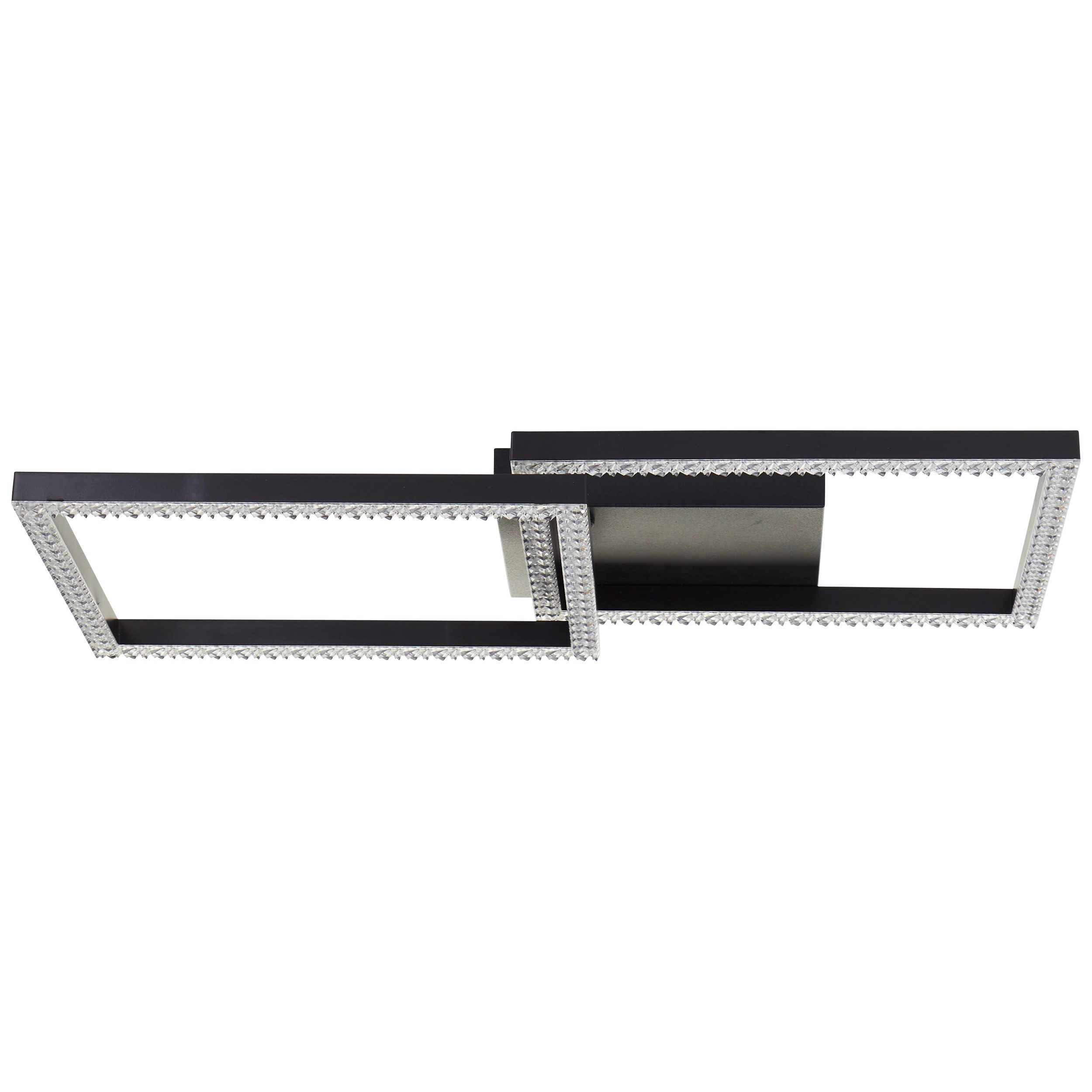 Brilliant Leuchten Led-plafondlamp Ranni 41 x 41, 2700 lm, 4000 k, kristaloptiek, draaibaar, zwart