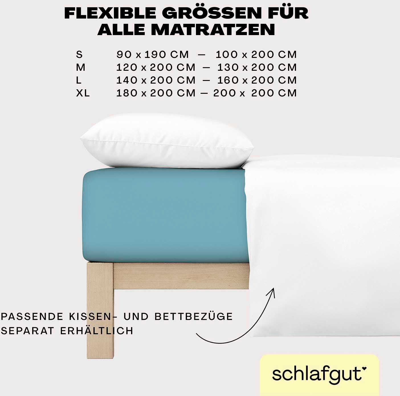Schlafgut Hoeslaken EASY van 100% katoen, zacht & absorberend, merk-beddengoed voor matrassen tot 22 cm hoogte, in 90x200, 140x200 of 180x200 cm (1 stuk)