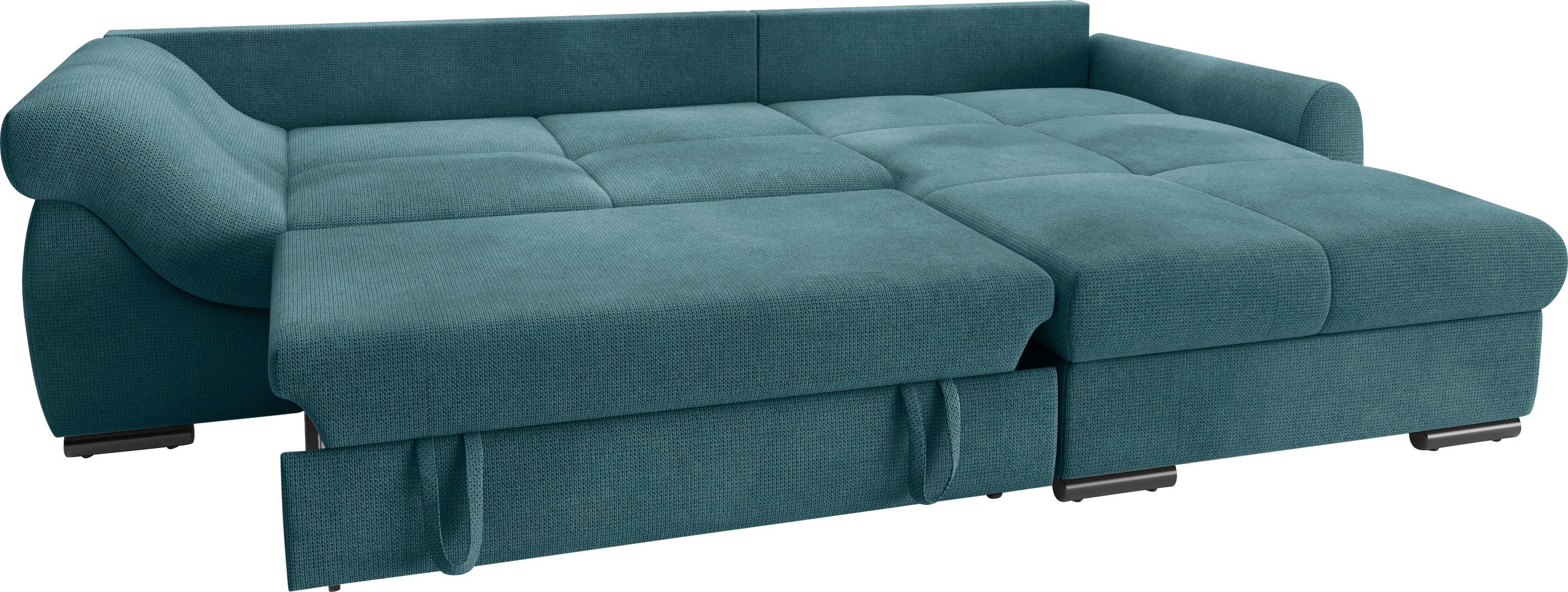 Mr. Couch Hoekbank Livorno DuraFlex L-vorm incl. hoogslaper beduitbreiding, xl bedbox wit gecoat