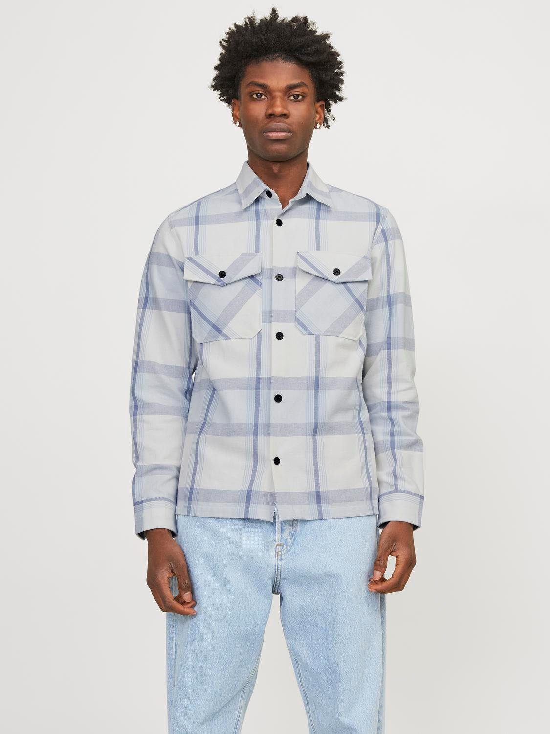 Jack & Jones Overhemd met lange mouwen JPRCCROY SPRING CHECK OVERSHIRT L/S SN heren overhemden maat XS blauw