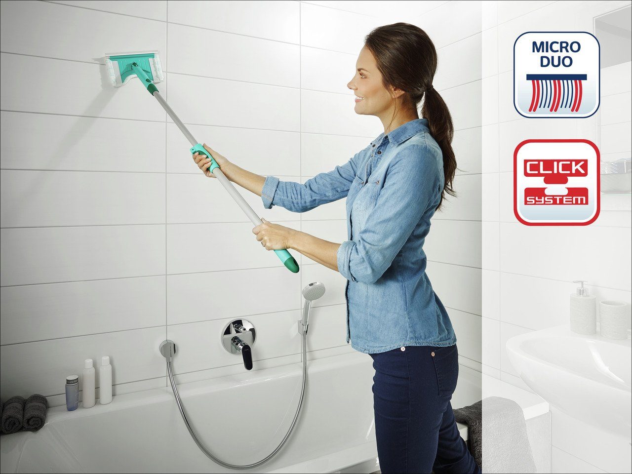 Leifheit Vloerwisserset Bath Cleaner micro duo Telescope 125