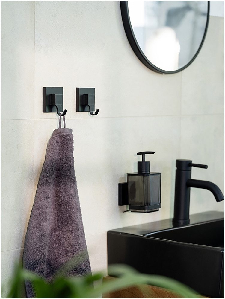 WENKO Wandhaak Vacuum-Loc® model Quadro van kunststof voor handdoeken, bevestiging zonder boren (set, 2 stuks)