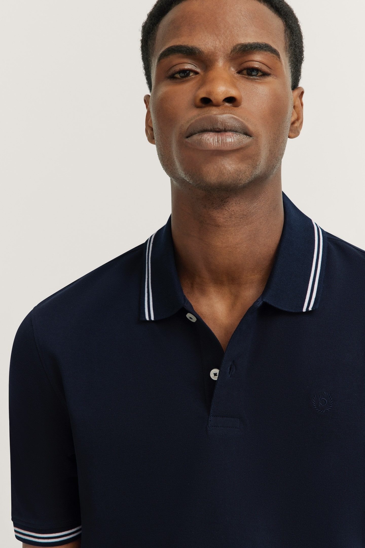 Bugatti Poloshirt met contraststrepen en borstborduursel