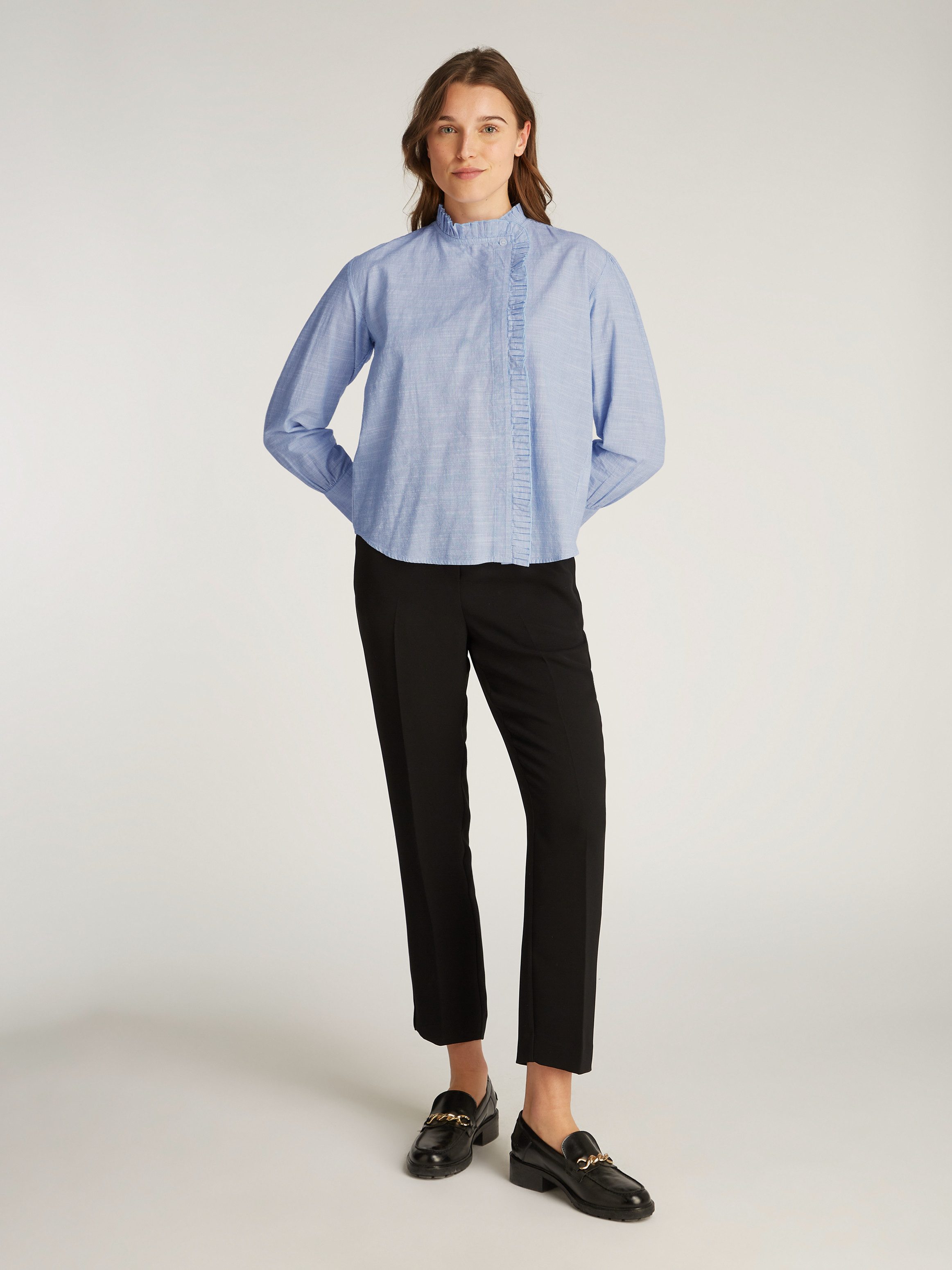 Tommy Hilfiger Overhemdblouse COTTON STP RUFFLE RELAXED SHIRT